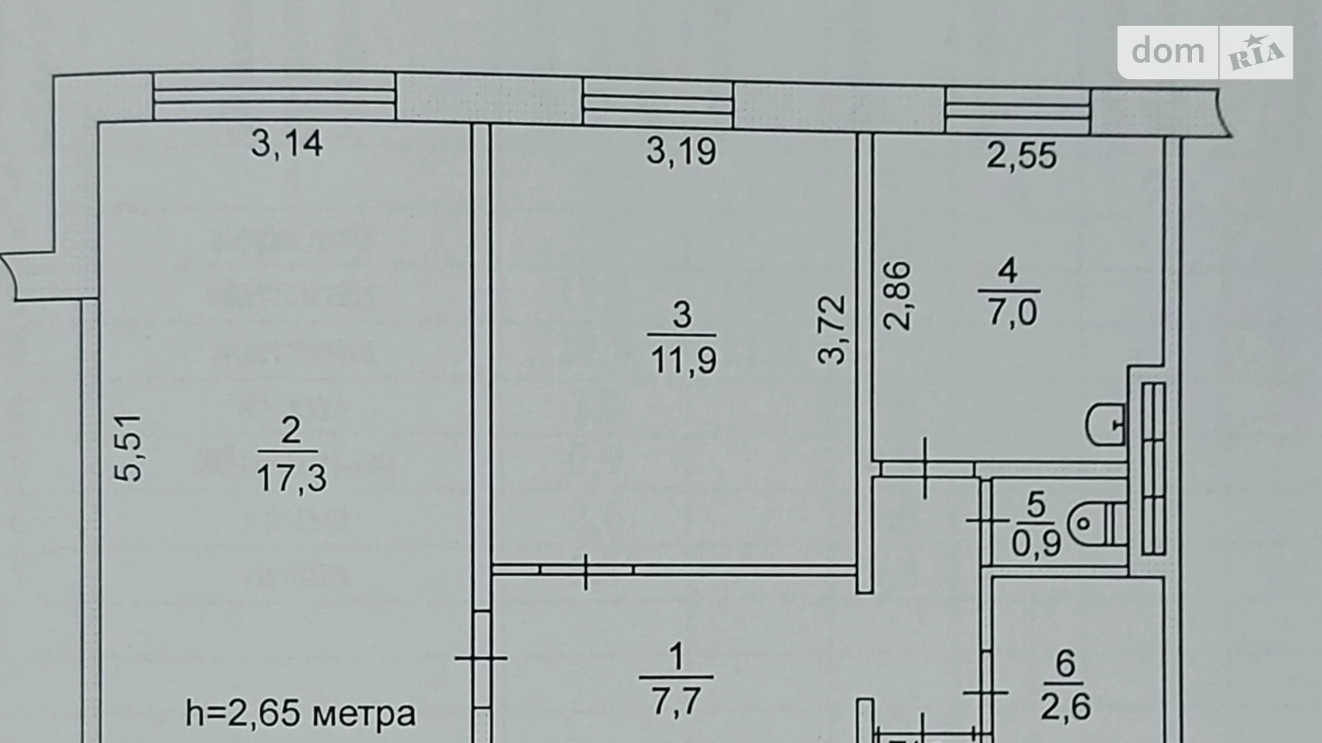 Продается 2-комнатная квартира 47.7 кв. м в Кривом Роге, ул. Донецкая