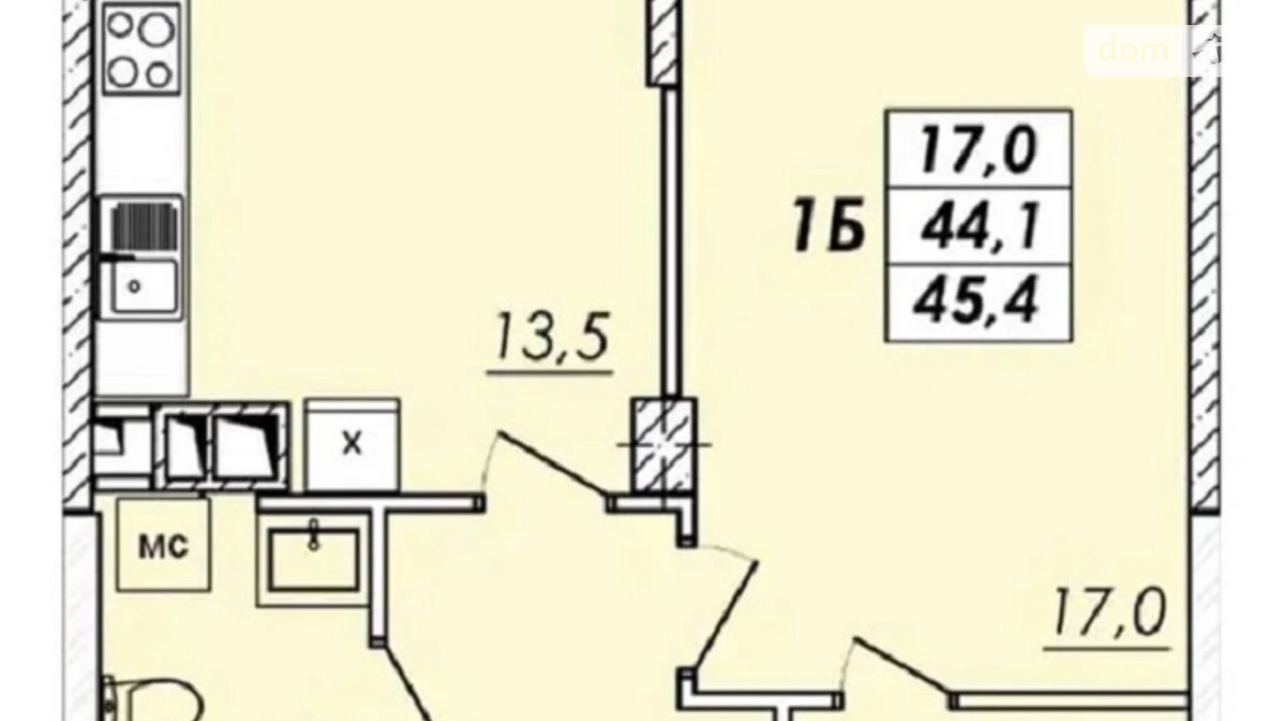 Продается 1-комнатная квартира 45.4 кв. м в Одессе, Овидиопольская дор.