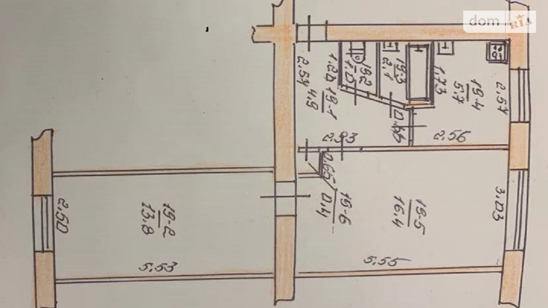 2-кімнатна квартира 44.3 кв. м у Луцьку, вул. В'ячеслава Хурсенка, 58