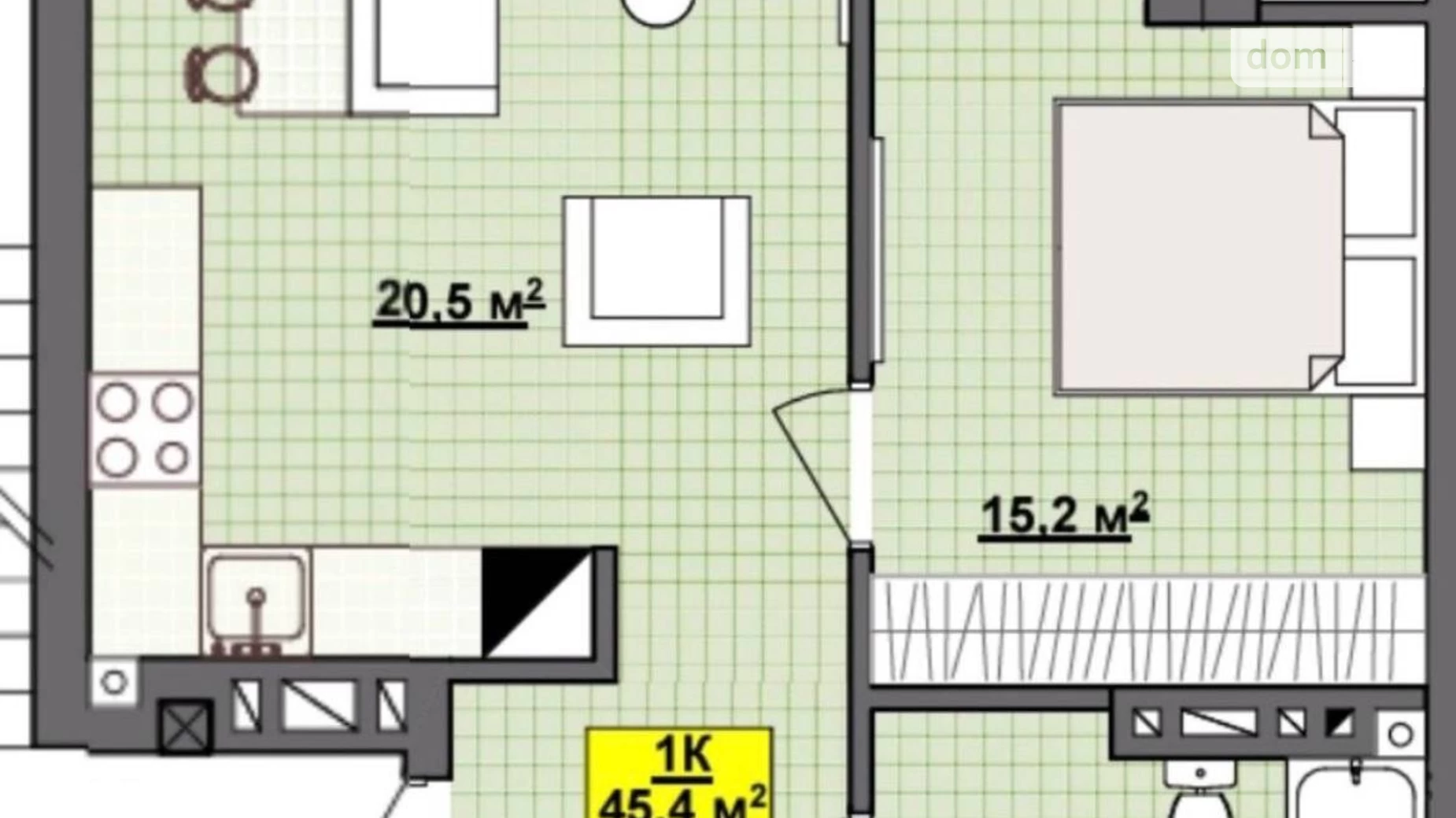 Продається 1-кімнатна квартира 45.4 кв. м у Івано-Франківську, вул. Національної Гвардії