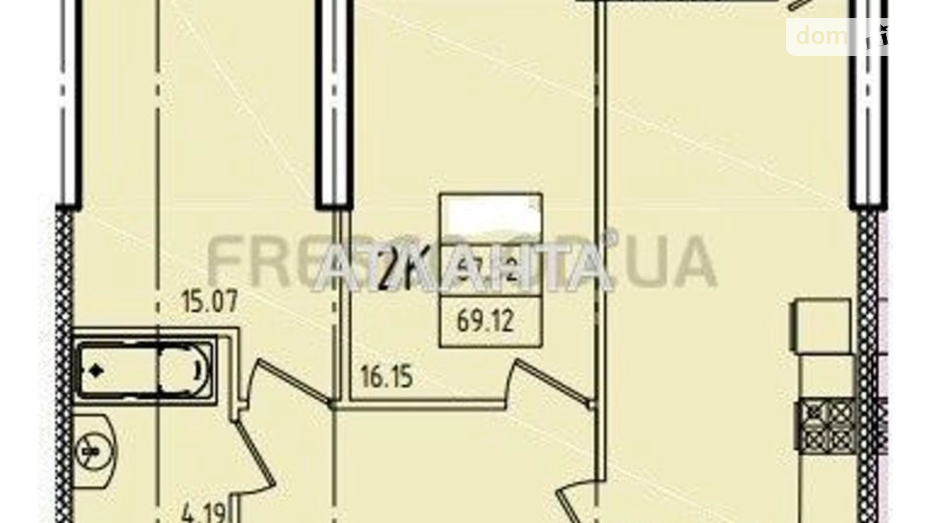 Продається 2-кімнатна квартира 66.85 кв. м у Одесі, вул. Генуезька