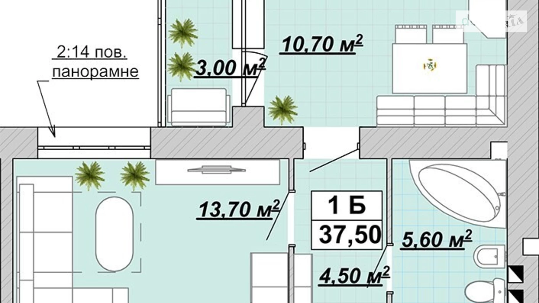 Продается 1-комнатная квартира 37.5 кв. м в Ивано-Франковске, ул. Княгинин - фото 2