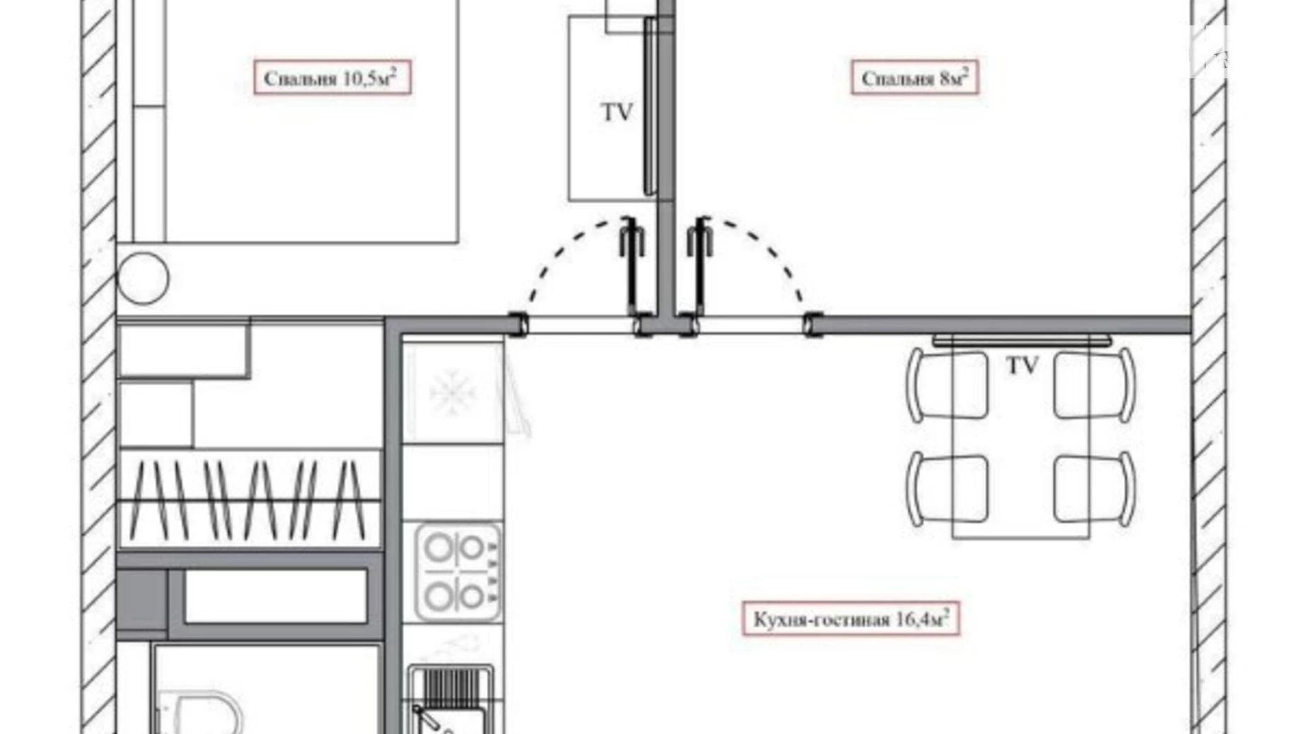 Продається 2-кімнатна квартира 44.1 кв. м у Одесі, вул. Перлинна