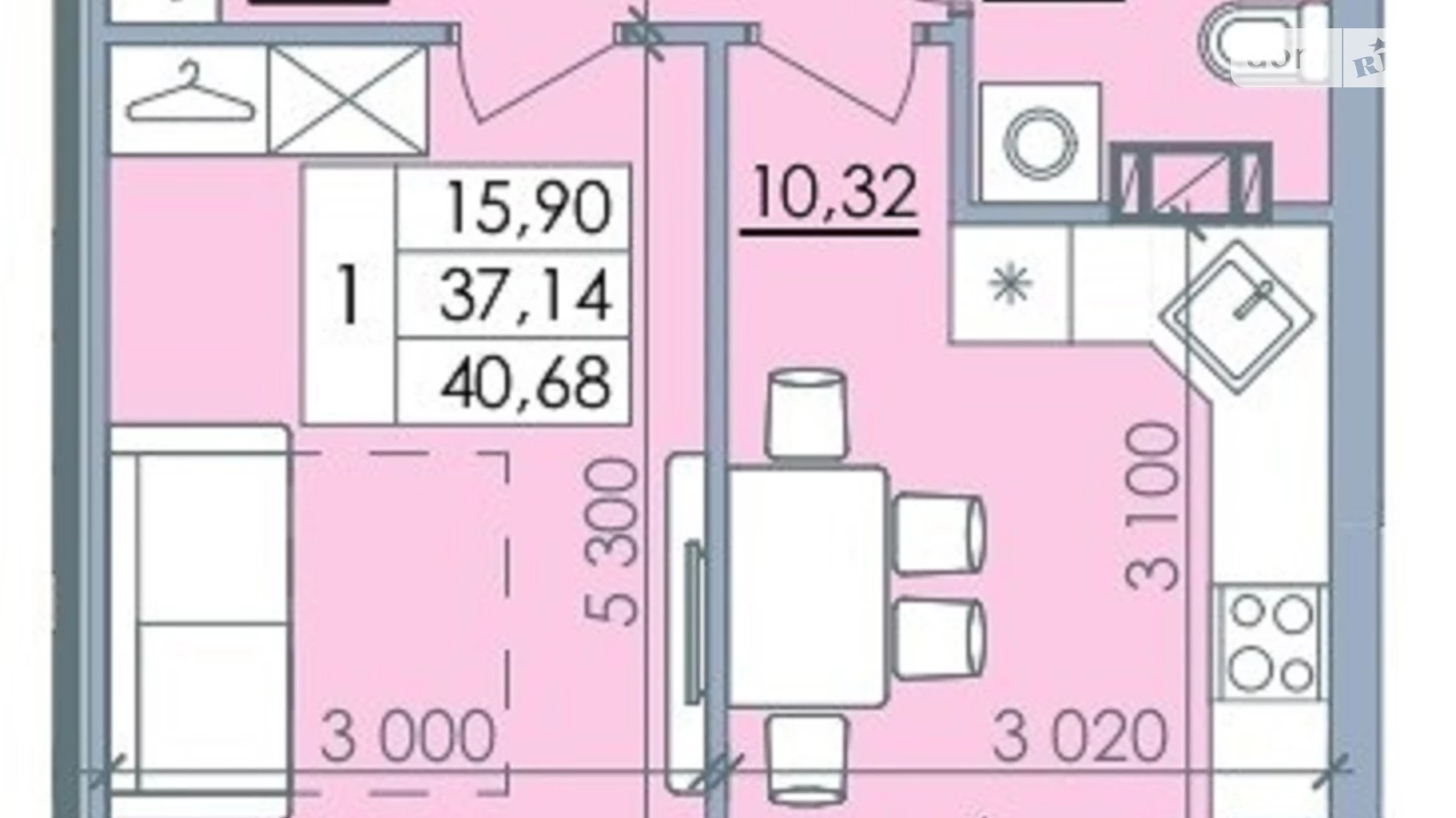 Продается 1-комнатная квартира 40 кв. м в Полтаве, ул. Башкирцевой Марии, 20