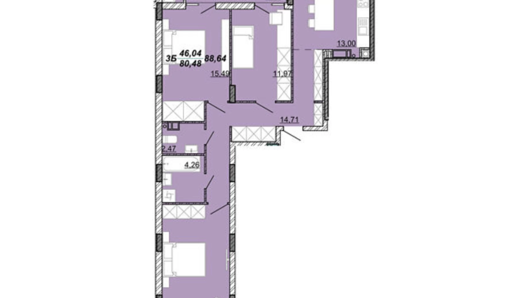 Продається 3-кімнатна квартира 89 кв. м у Кременці, вул. Дубенська, 50 - фото 7