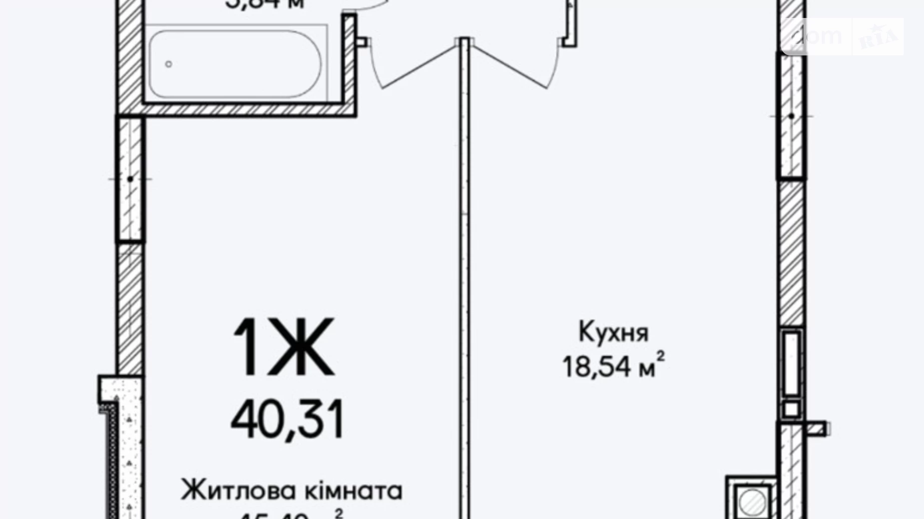 Продається 1-кімнатна квартира 40 кв. м у Ірпені, вул. Достоєвського, 1В/1