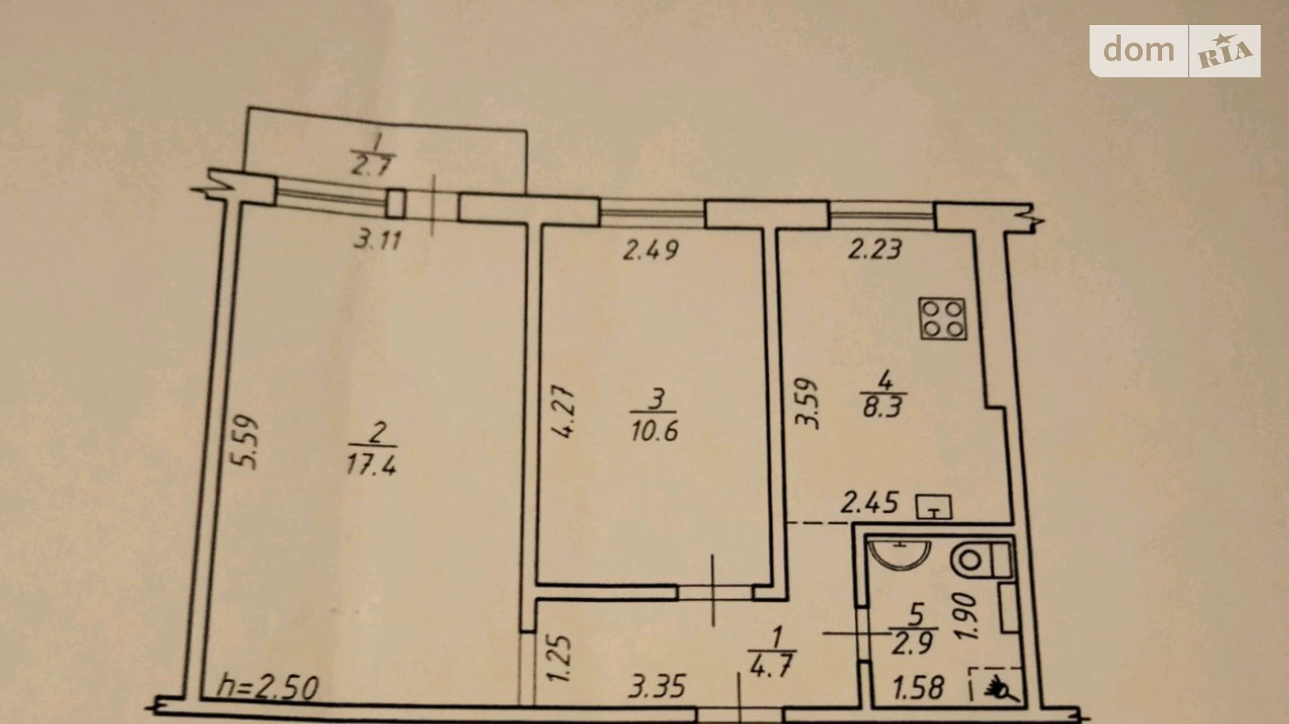 Продается 2-комнатная квартира 46 кв. м в Сумах, ул. Харьковская, 28/1