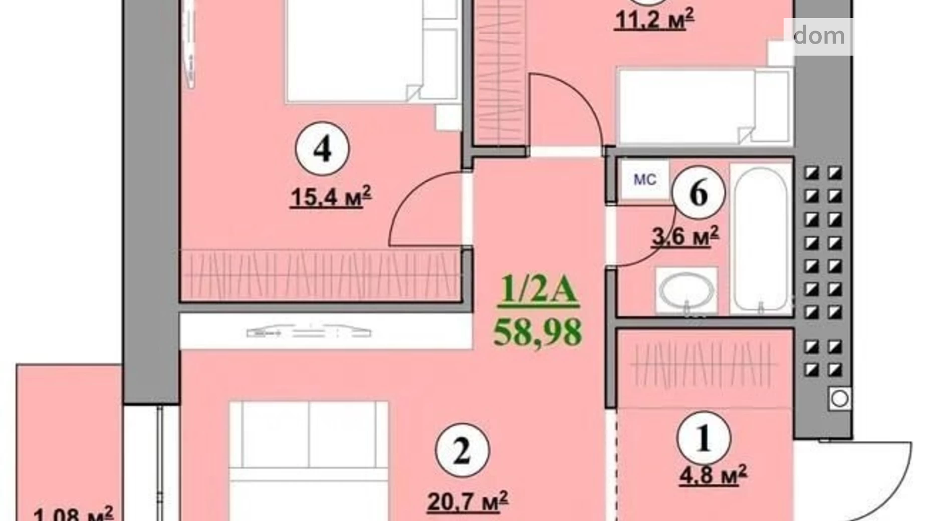 Продається 2-кімнатна квартира 59.8 кв. м у Калуші, вул. Олени Пчілки