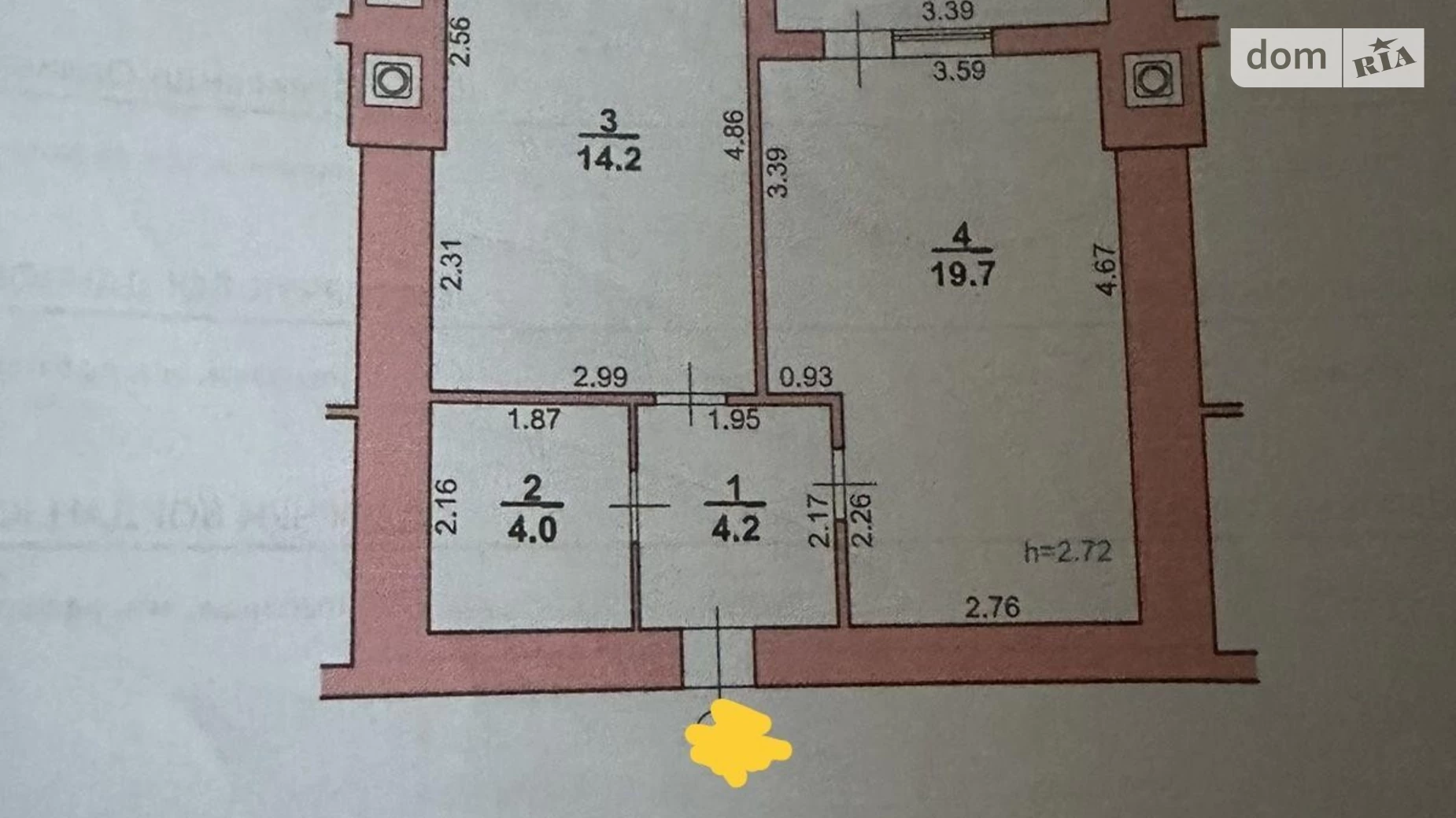 Продается 1-комнатная квартира 43.6 кв. м в Хмельницком, цена: 51500 $ - фото 2