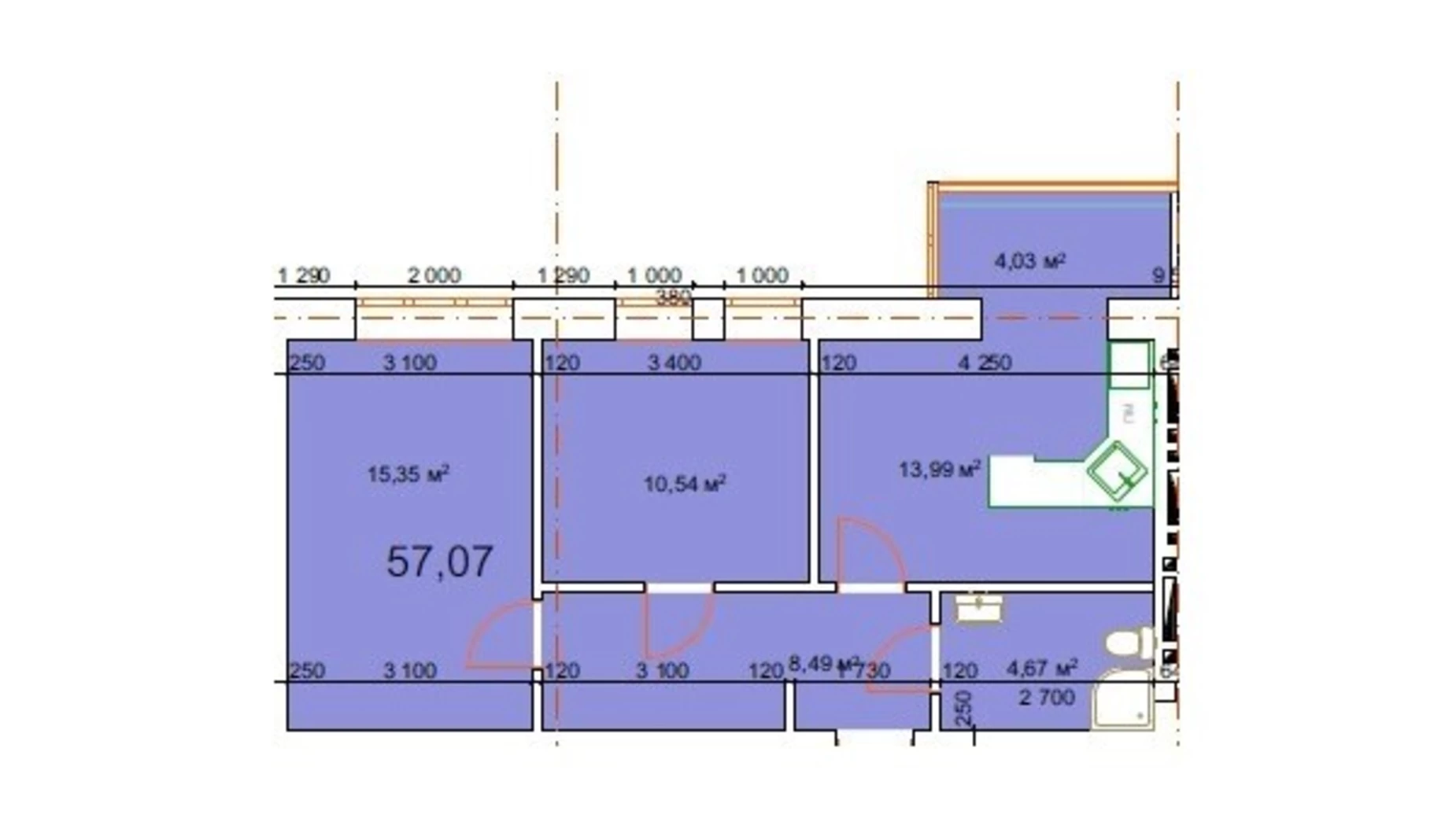 Продається 2-кімнатна квартира 57.07 кв. м у Калуші, вул. Малицької - фото 2