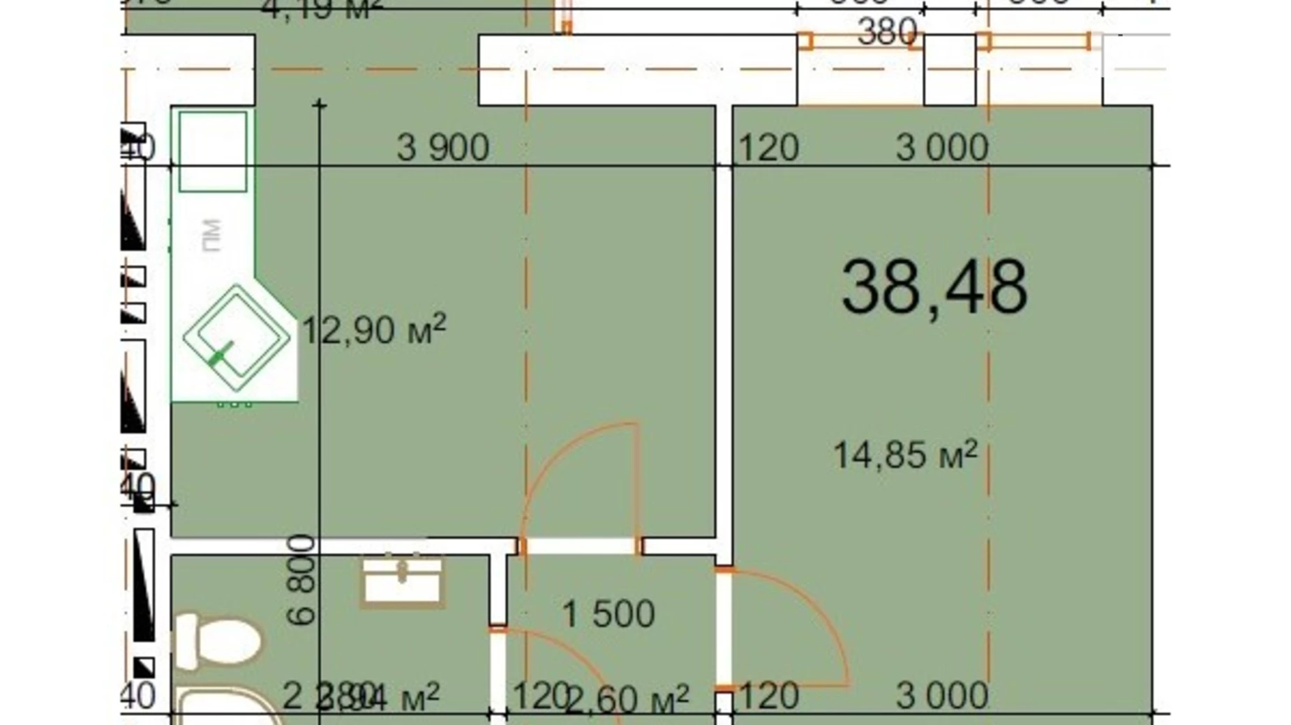 Продается 1-комнатная квартира 38.48 кв. м в Калуше, ул. Малицкой - фото 2