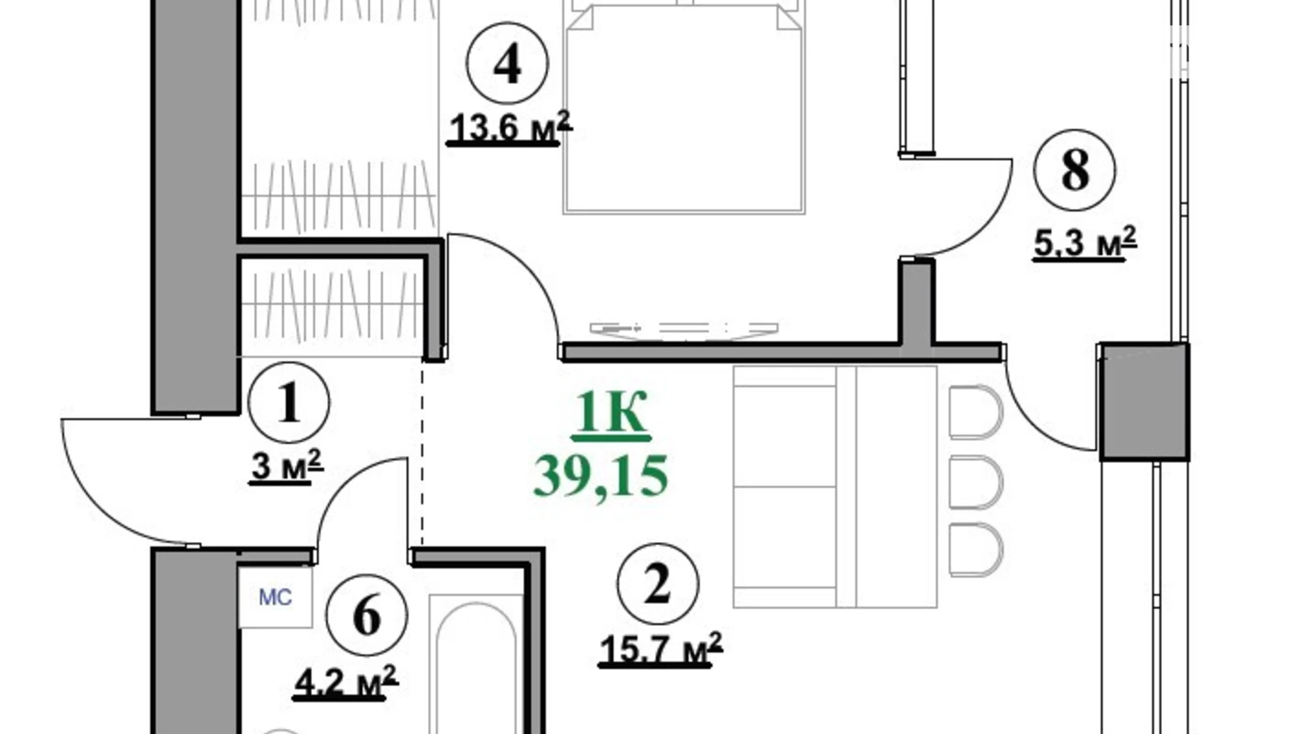 Продається 1-кімнатна квартира 42.8 кв. м у Калуші, вул. Олени Пчілки - фото 2