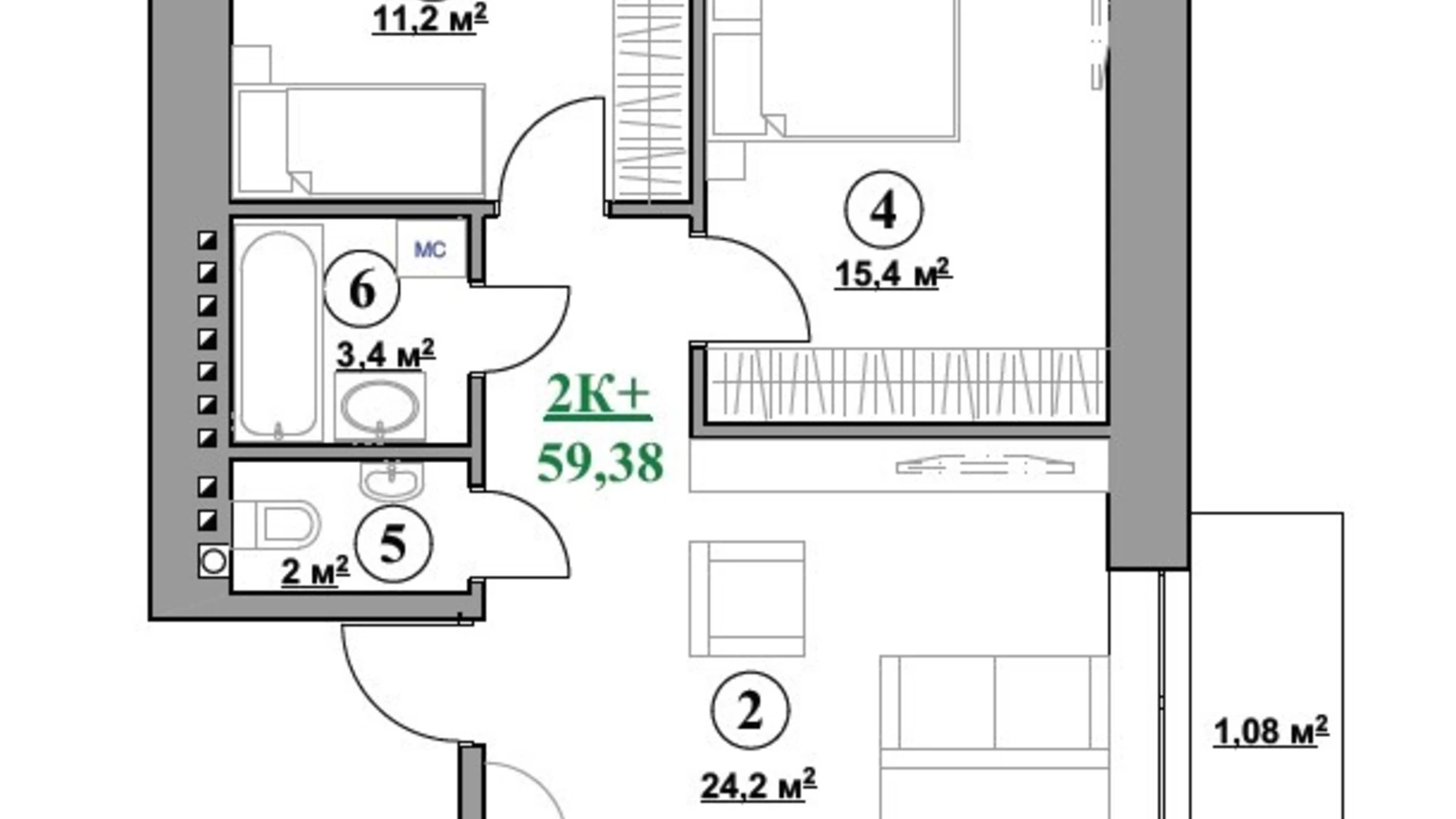 Продается 1-комнатная квартира 59.38 кв. м в Калуше, ул. Елены Пчилки