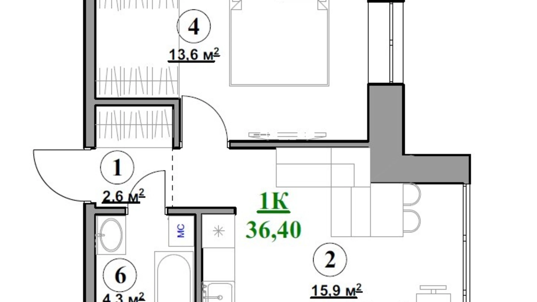 Продается 1-комнатная квартира 36.5 кв. м в Калуше, ул. Елены Пчилки