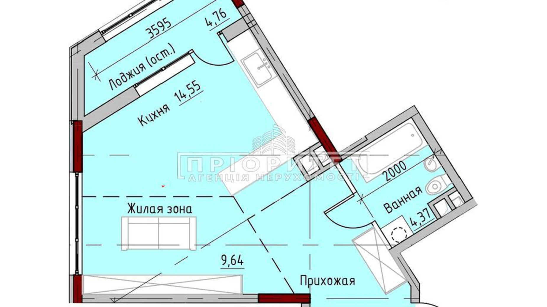 Продається 1-кімнатна квартира 44.7 кв. м у Одесі, пров. Маячний - фото 3