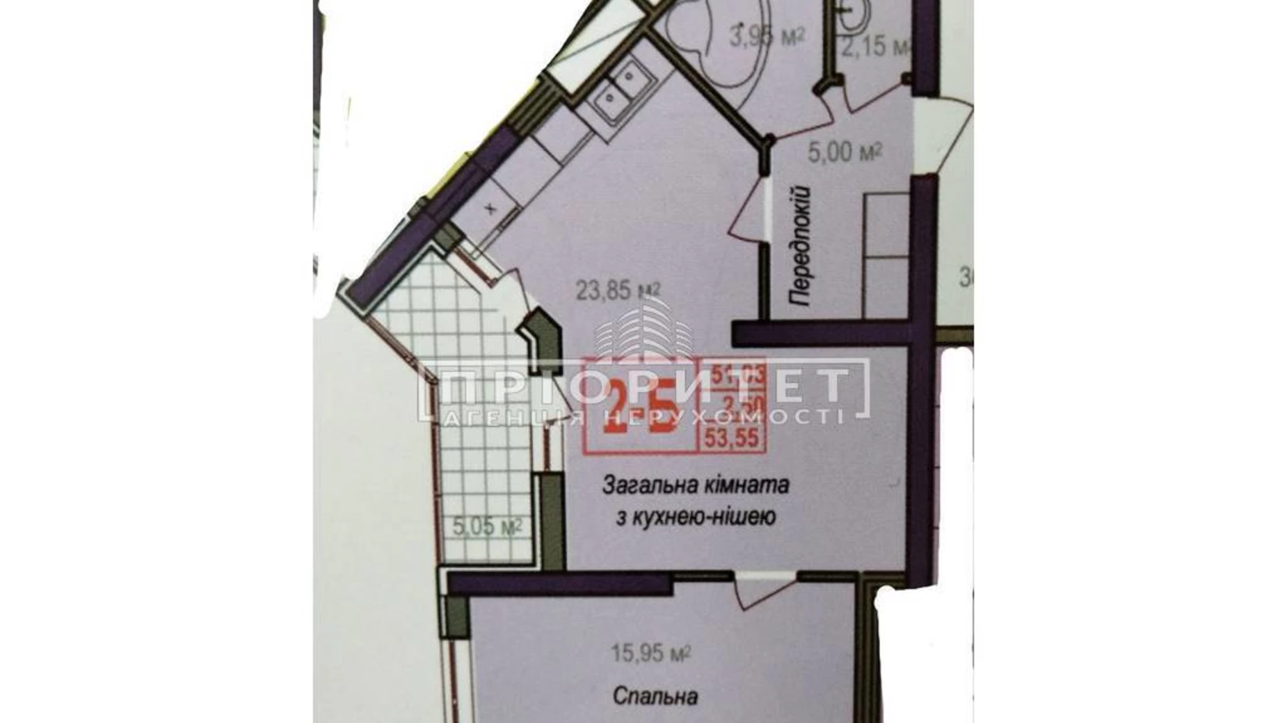 Продается 2-комнатная квартира 53.55 кв. м в Одессе, ул. Героев Крут