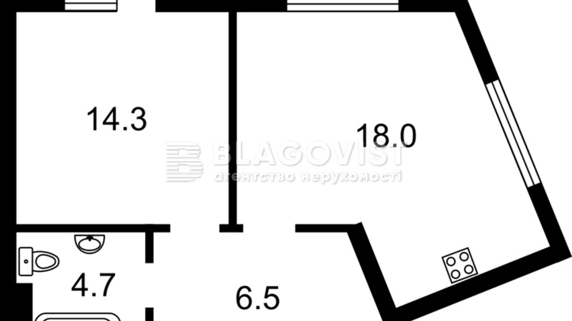 Продается 1-комнатная квартира 47 кв. м в Киеве, ул. Академика Заболотного, 15Г