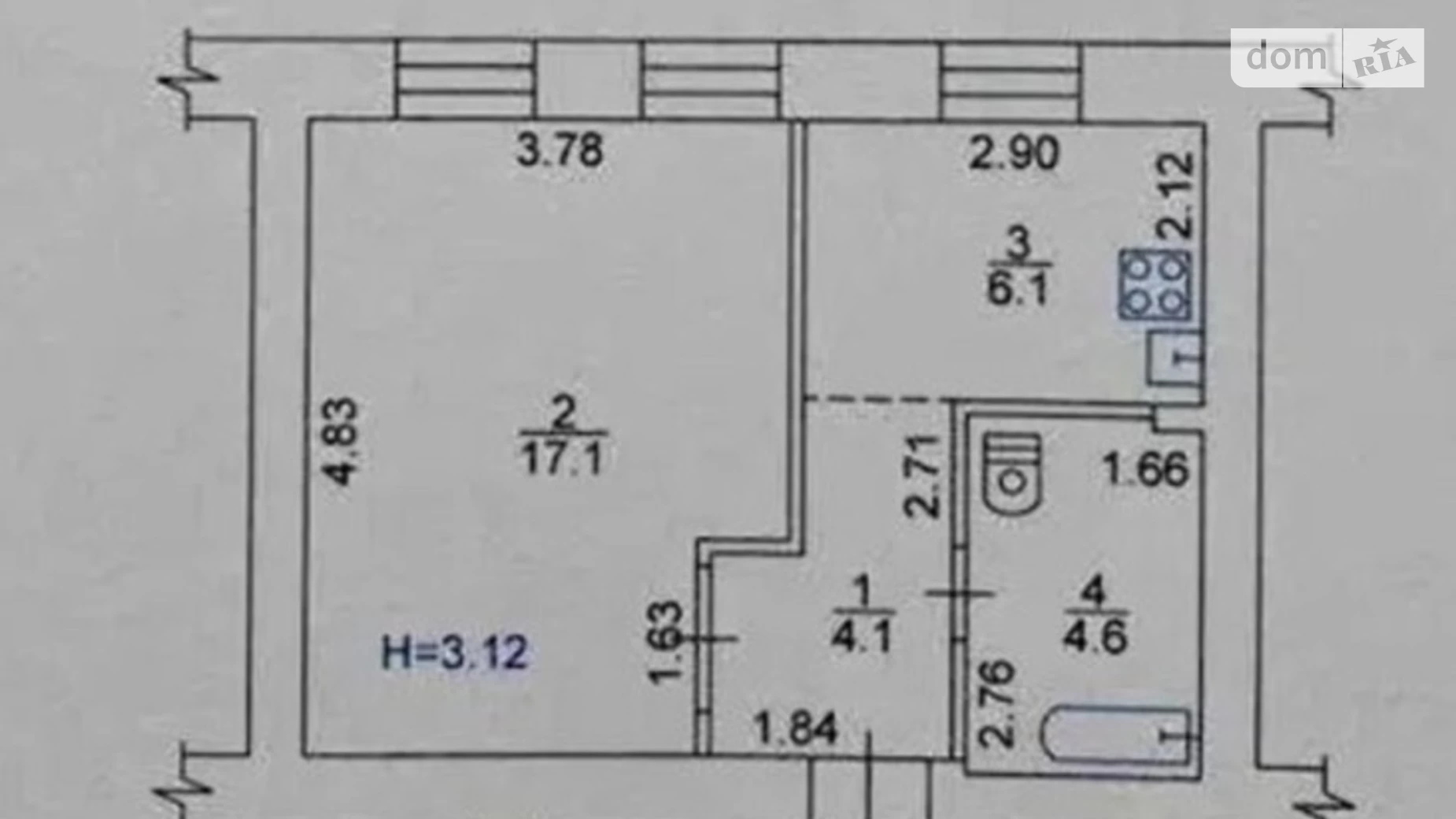 Продается 1-комнатная квартира 32 кв. м в Харькове, ул. Лермонтовская, 14/22