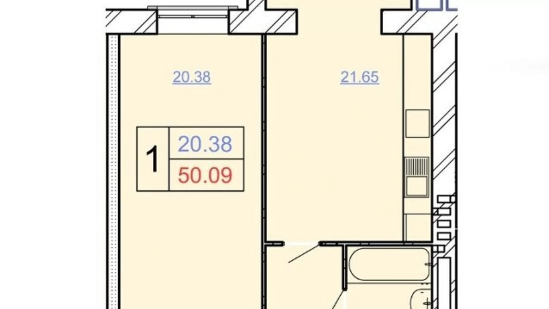 Продается 1-комнатная квартира 51 кв. м в Хмельницком, , 4А