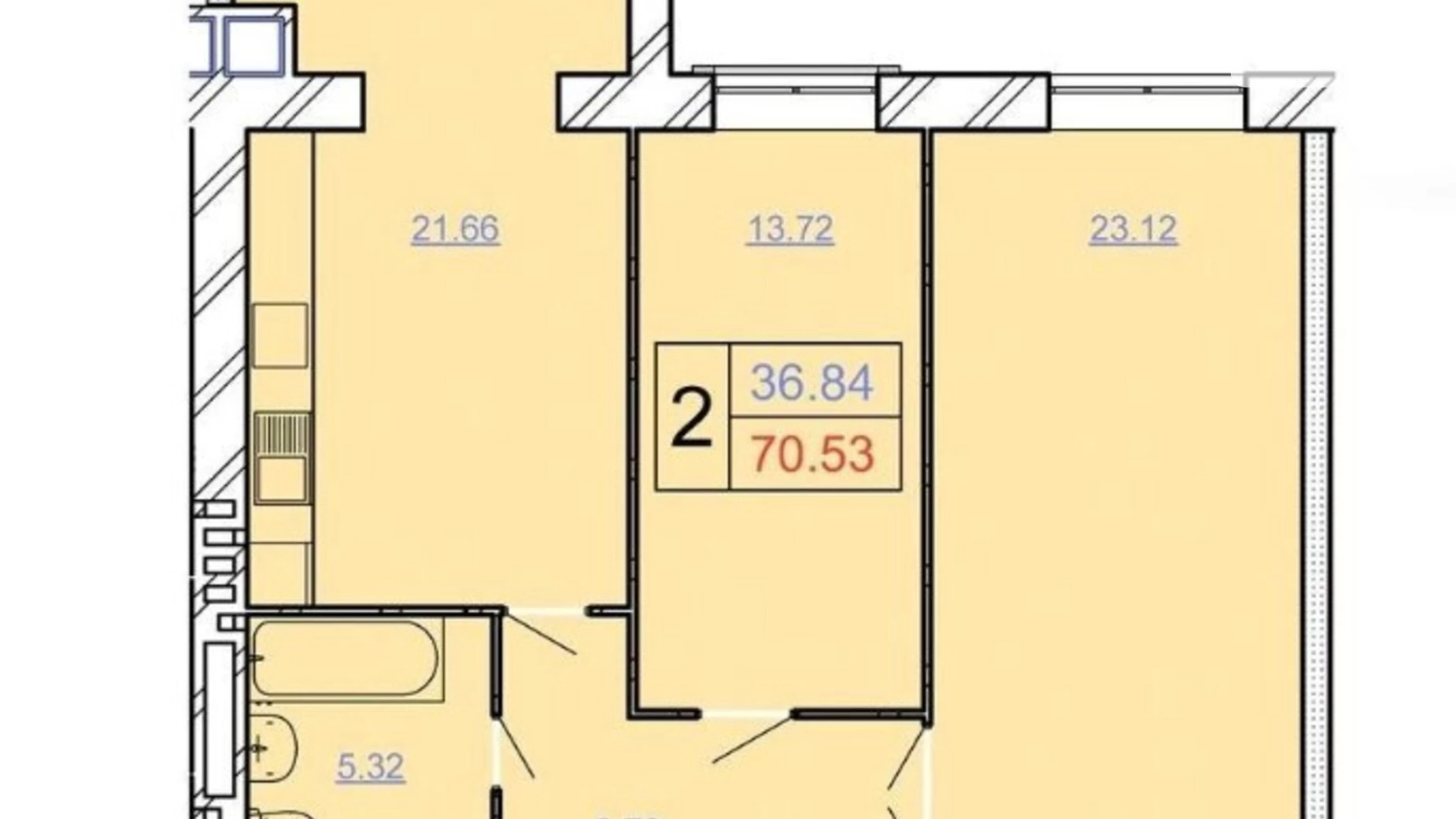 Продається 2-кімнатна квартира 70 кв. м у Хмельницькому, , 4А