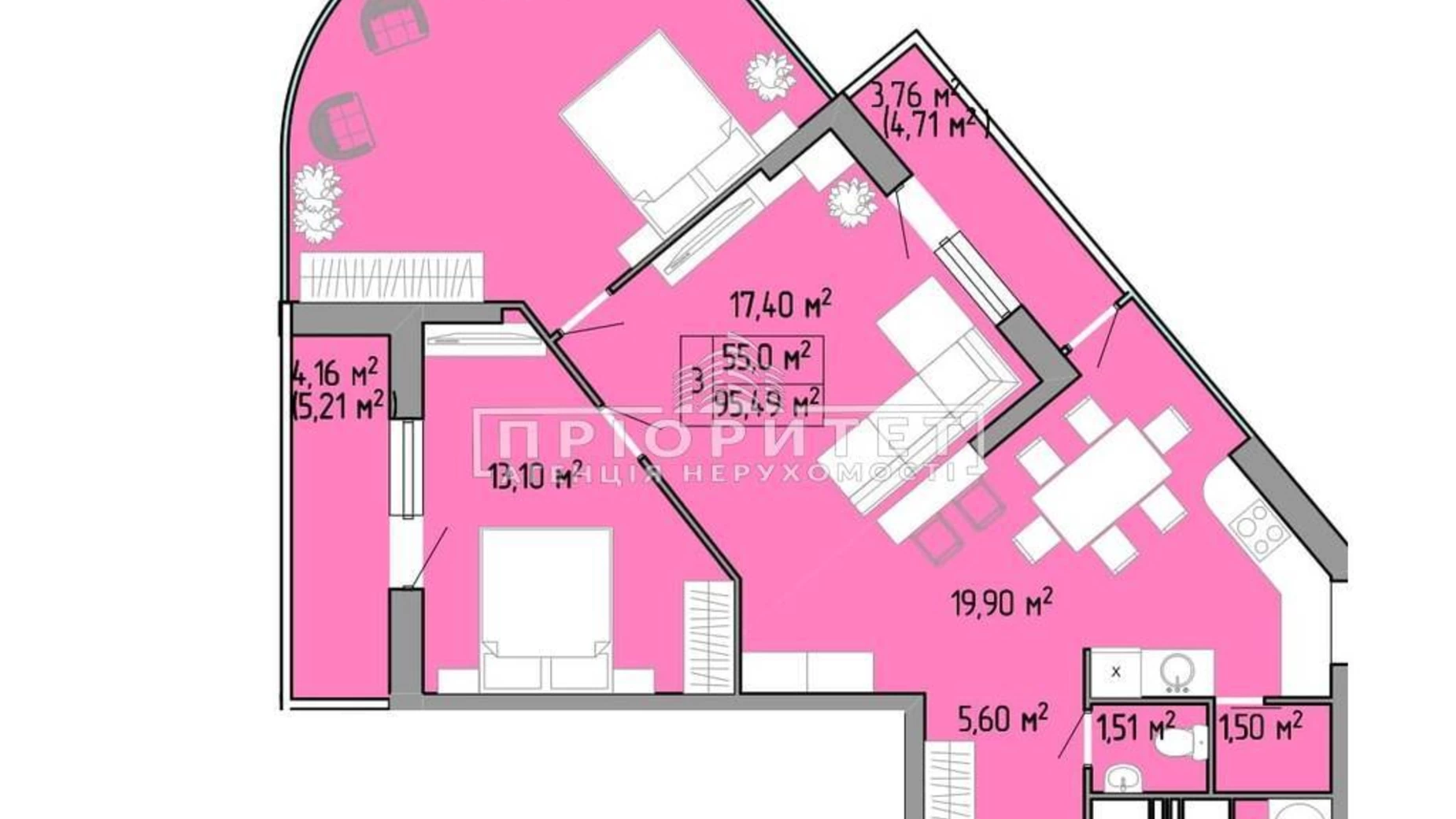 Продается 3-комнатная квартира 95.5 кв. м в Одессе, ул. Пишоновская