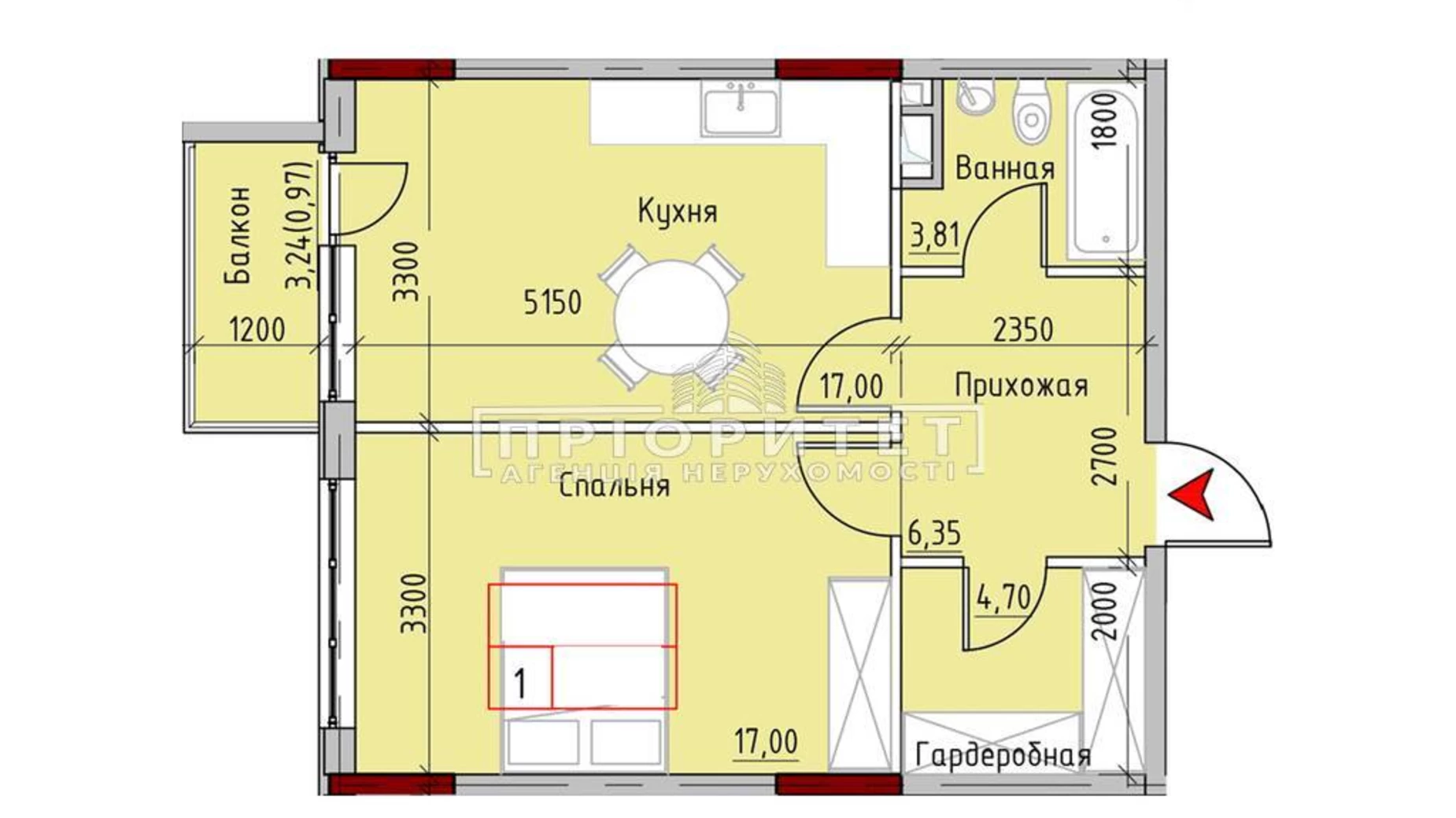 Продается 1-комнатная квартира 51.8 кв. м в Одессе, пер. Маячный - фото 2