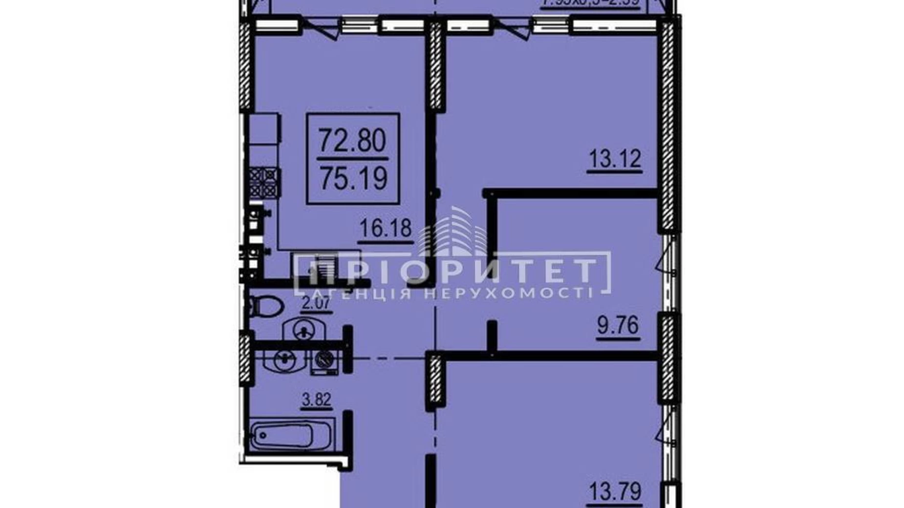 Продается 3-комнатная квартира 78.32 кв. м в Одессе - фото 2