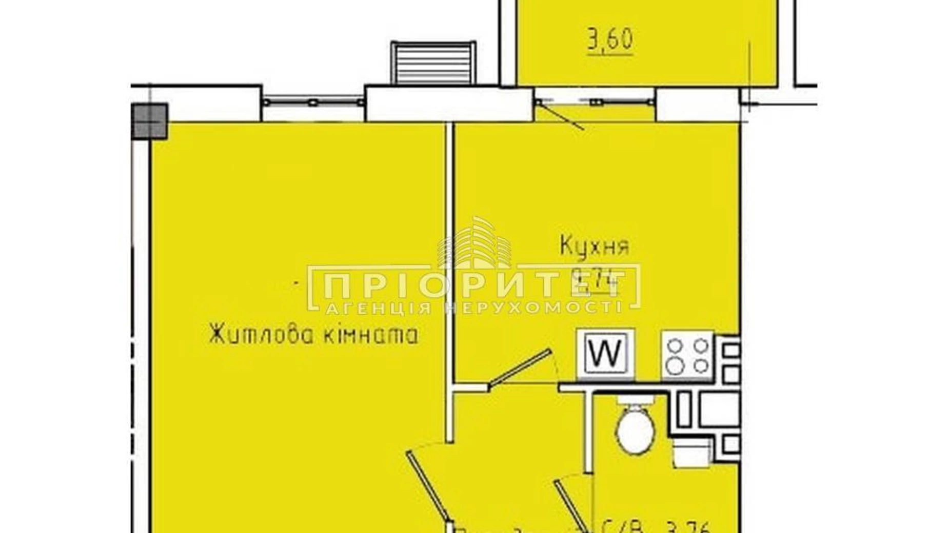 Продається 1-кімнатна квартира 43.6 кв. м у Одесі, вул. Космонавтів
