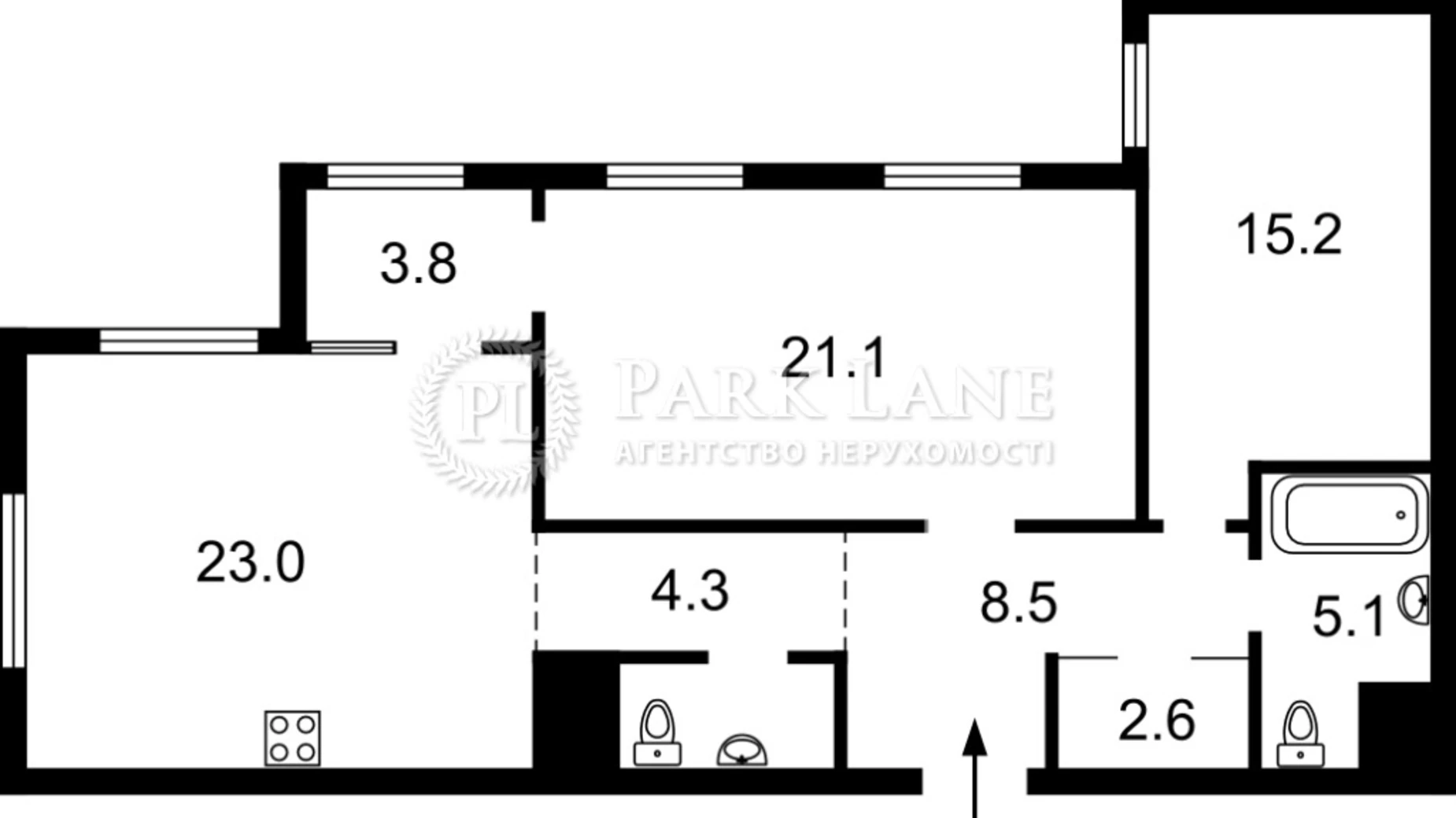 Продается 2-комнатная квартира 86.3 кв. м в Киеве, просп. Правды, 53