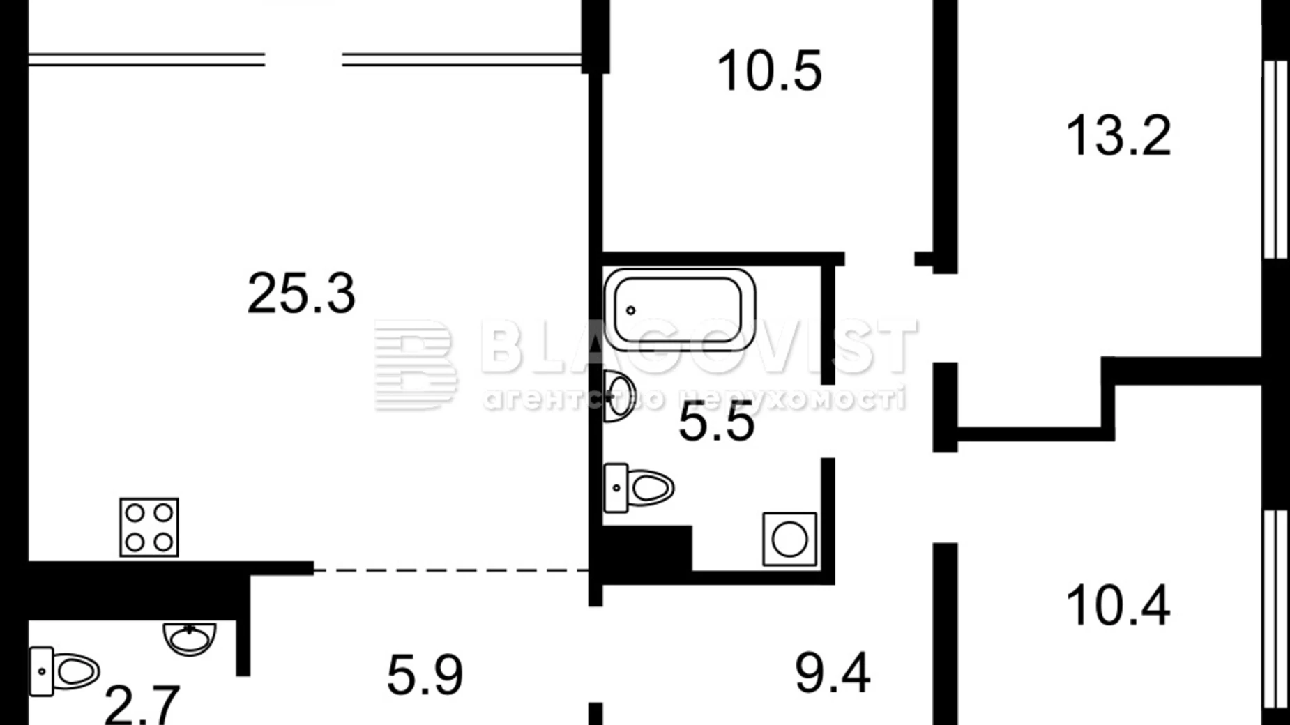 Продается 2-комнатная квартира 52 кв. м в Киеве, ул. Михаила Максимовича, 32А