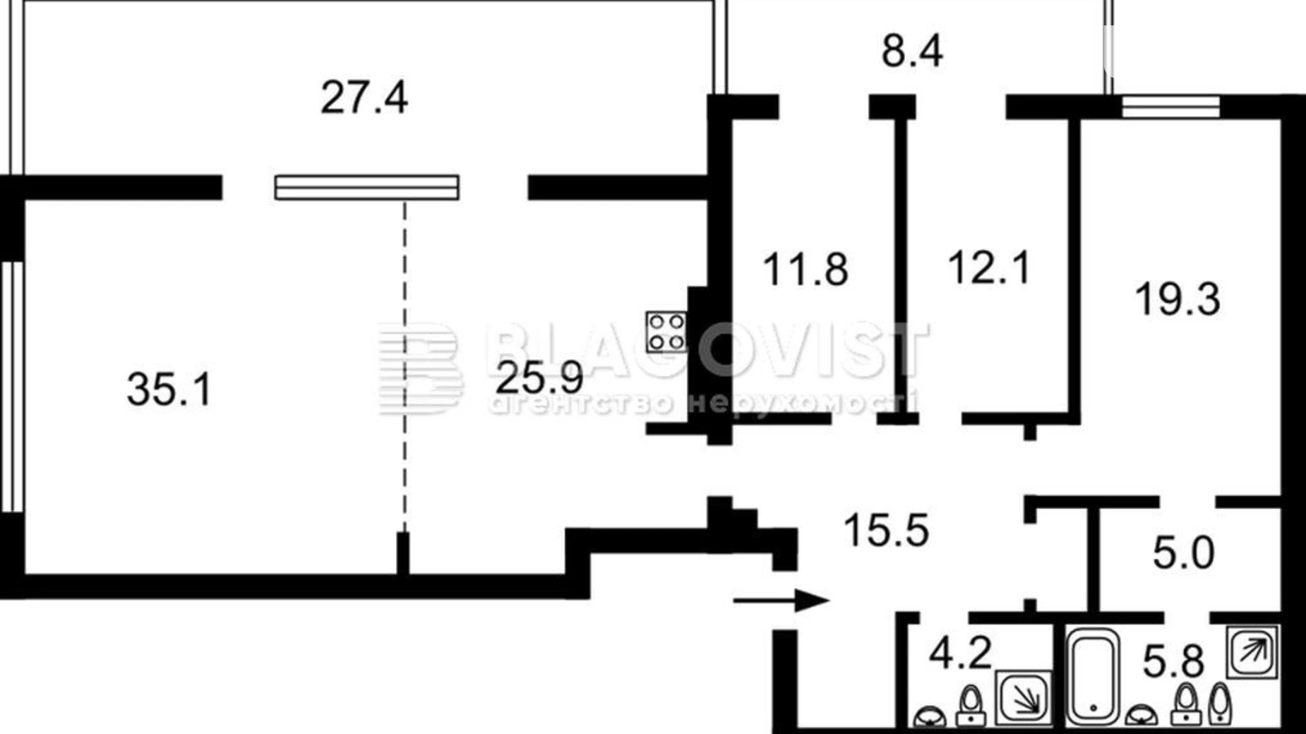 Продается 3-комнатная квартира 153 кв. м в Киеве, ул. Замковецкая, 108 - фото 2