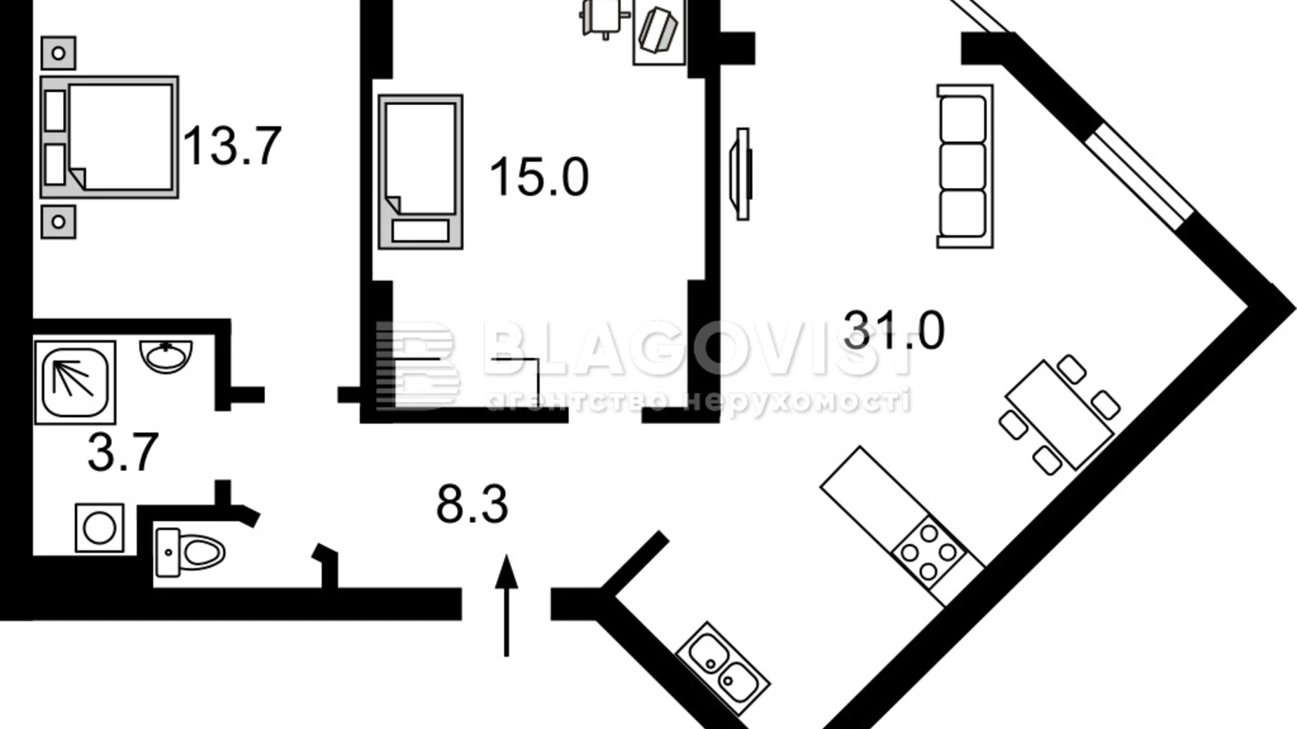 Продается 2-комнатная квартира 72 кв. м в Киеве, ул. Александра Мишуги, 12