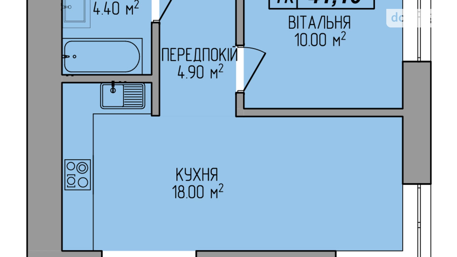 Продается 1-комнатная квартира 41 кв. м в Ивано-Франковске, ул. Мира, 100 - фото 3