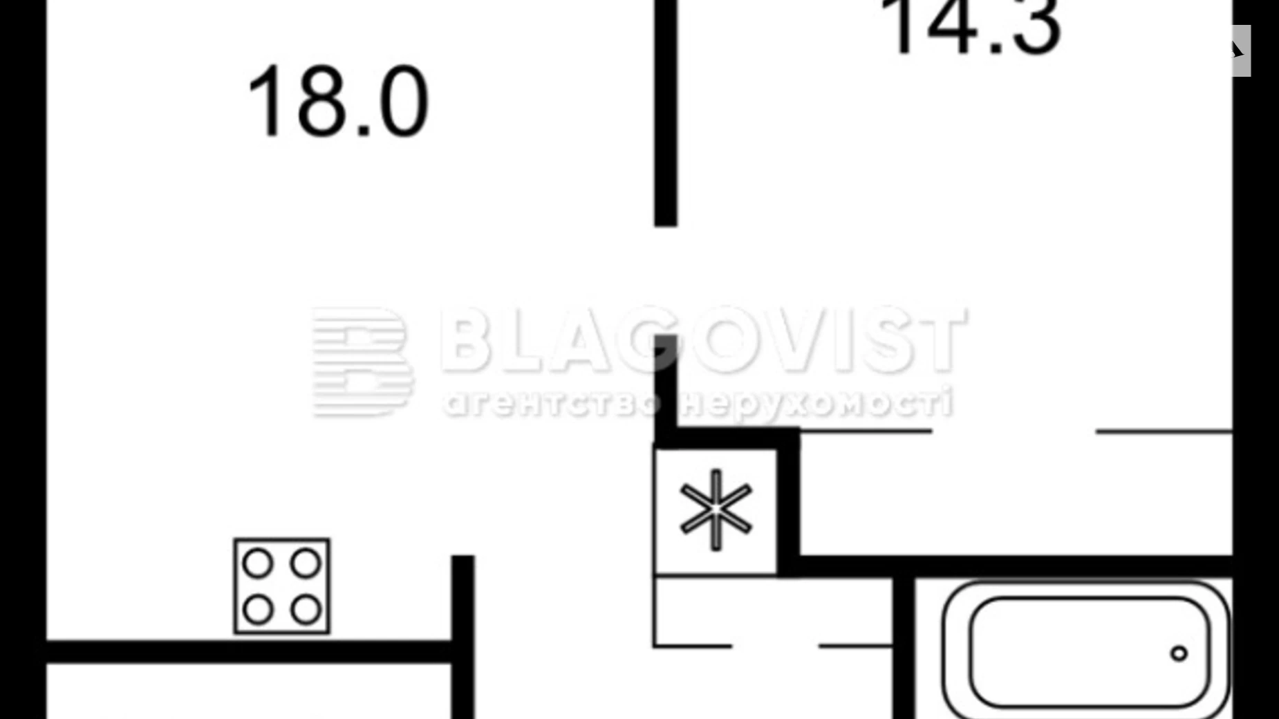 Продается 1-комнатная квартира 46 кв. м в Киеве, ул. Евгения Сверстюка, 6Е