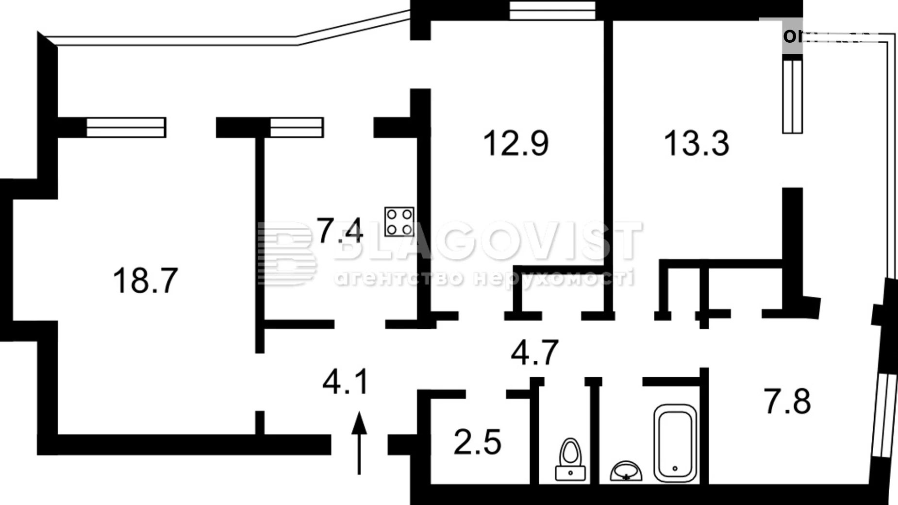 Продается 4-комнатная квартира 88 кв. м в Киеве, ул. Рыбальская, 7