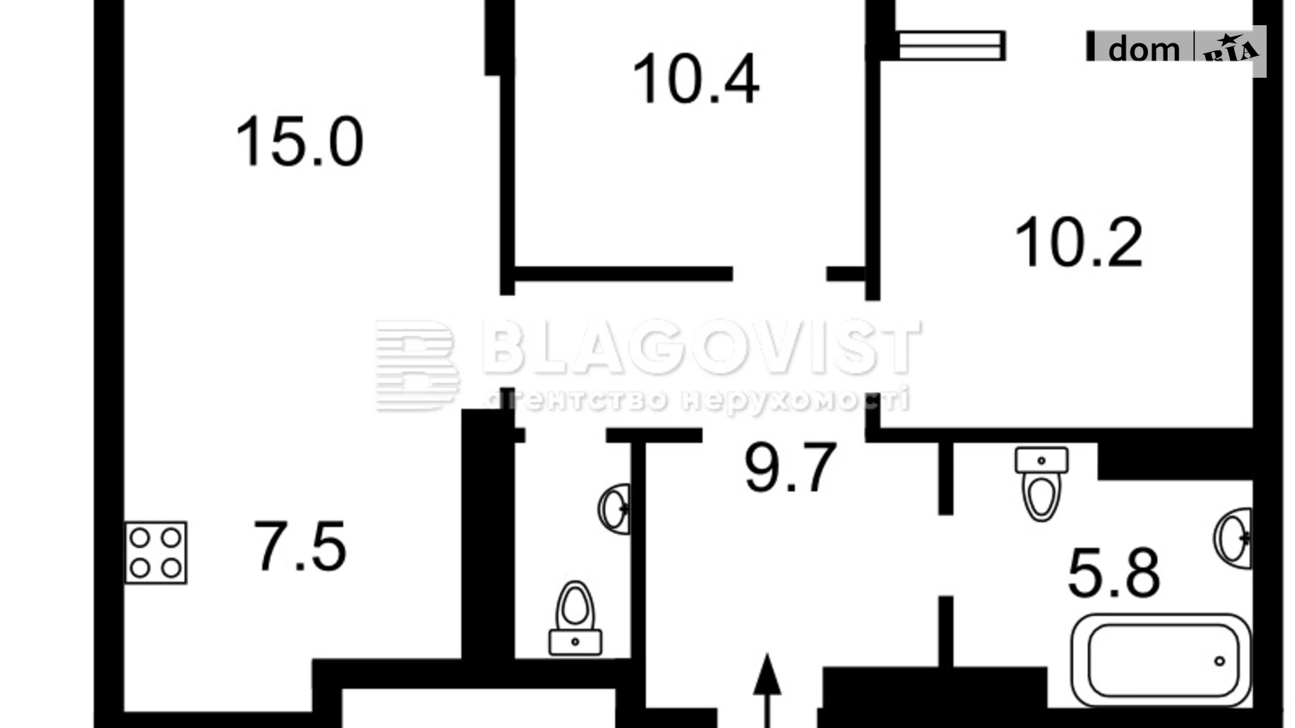 Продается 2-комнатная квартира 65 кв. м в Киеве, ул. Тираспольская, 58