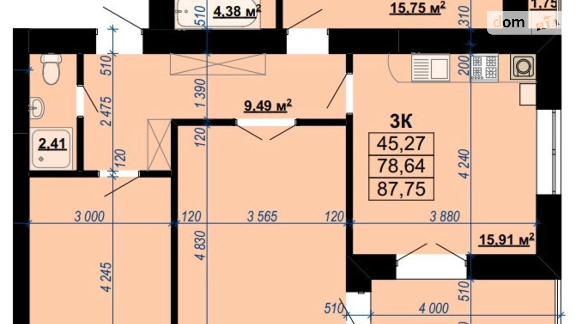 Продается 3-комнатная квартира 89.3 кв. м в Ивано-Франковске, ул. Млынарская