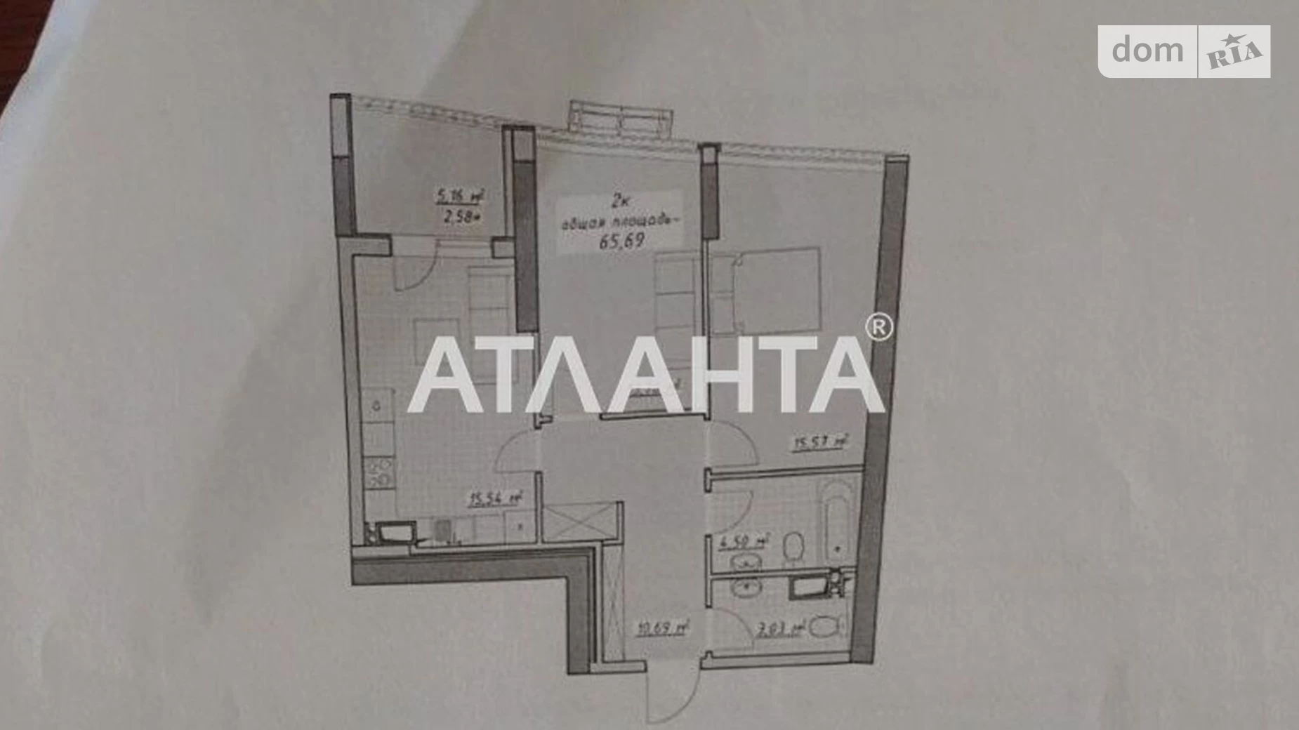 Продається 2-кімнатна квартира 65.69 кв. м у Одесі, пров. Курортний