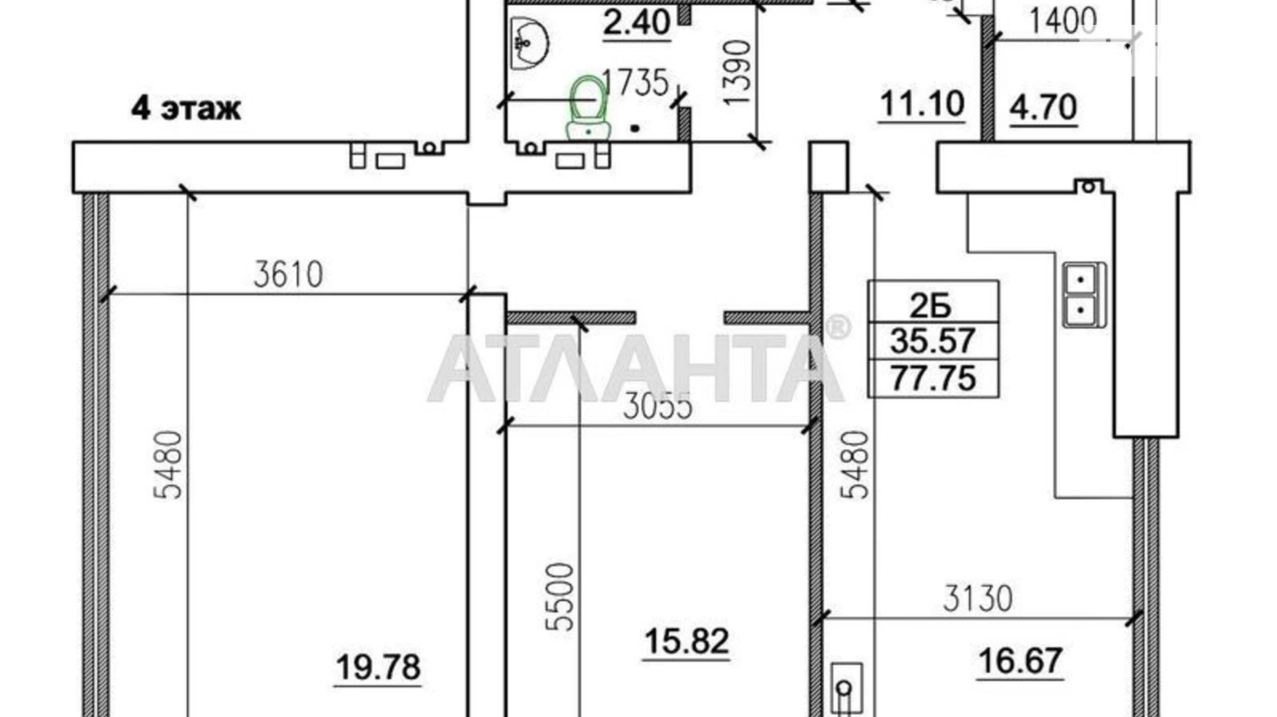 Продается 2-комнатная квартира 78 кв. м в Одессе, ул. Бориса Литвака - фото 2