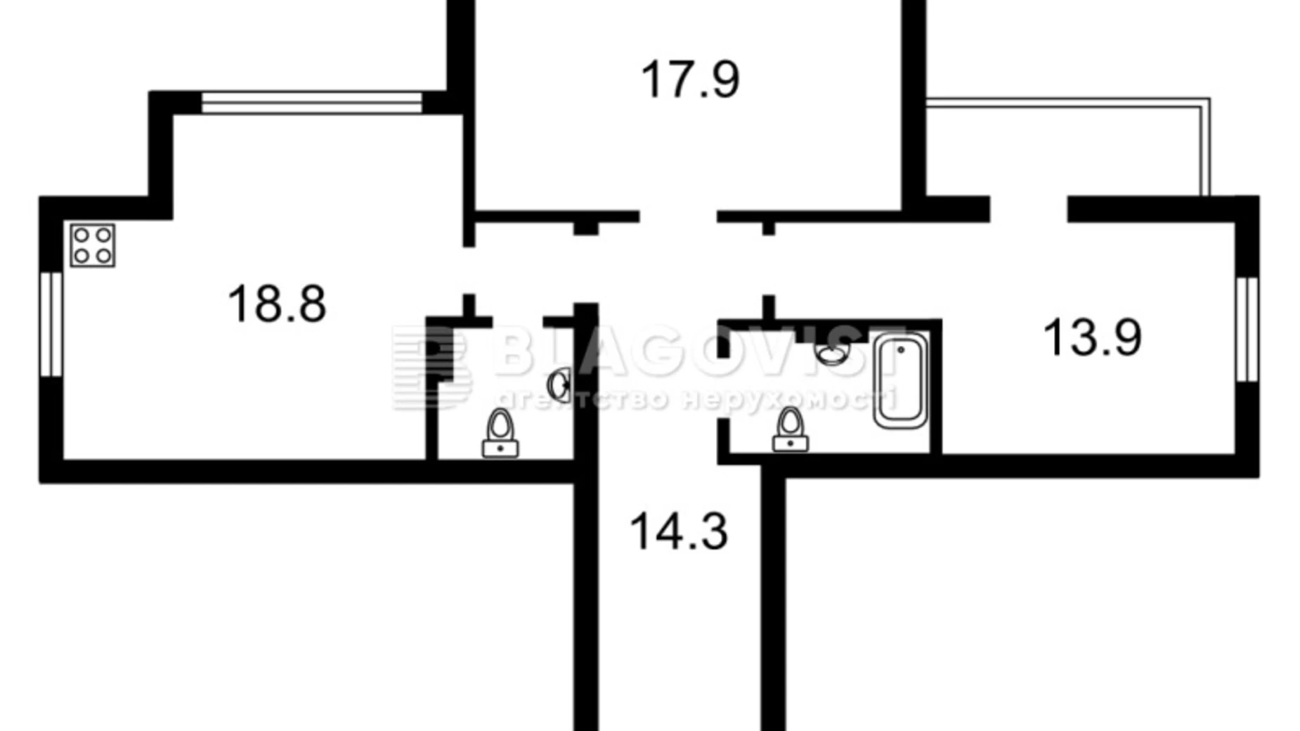 Продается 3-комнатная квартира 77 кв. м в Киеве, ул. Метрологическая