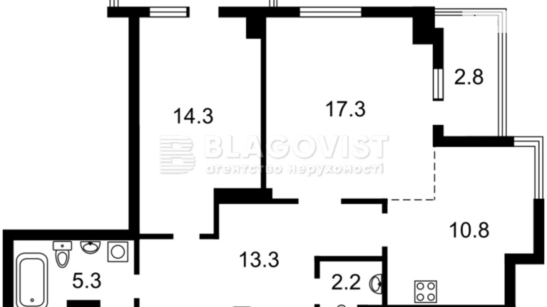 Продается 2-комнатная квартира 70 кв. м в Киеве, ул. Костанайская