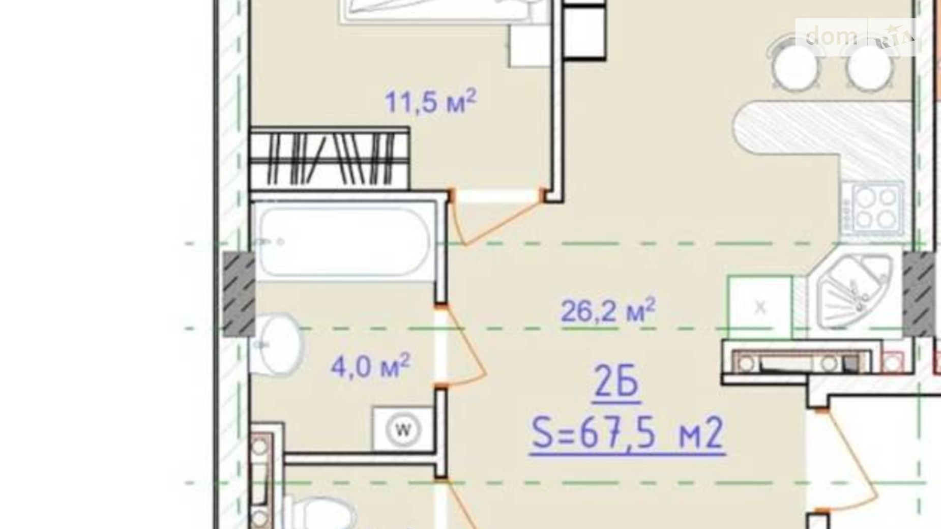 Продається 2-кімнатна квартира 67.5 кв. м у Лиманці, вул. Академіка Вільямса