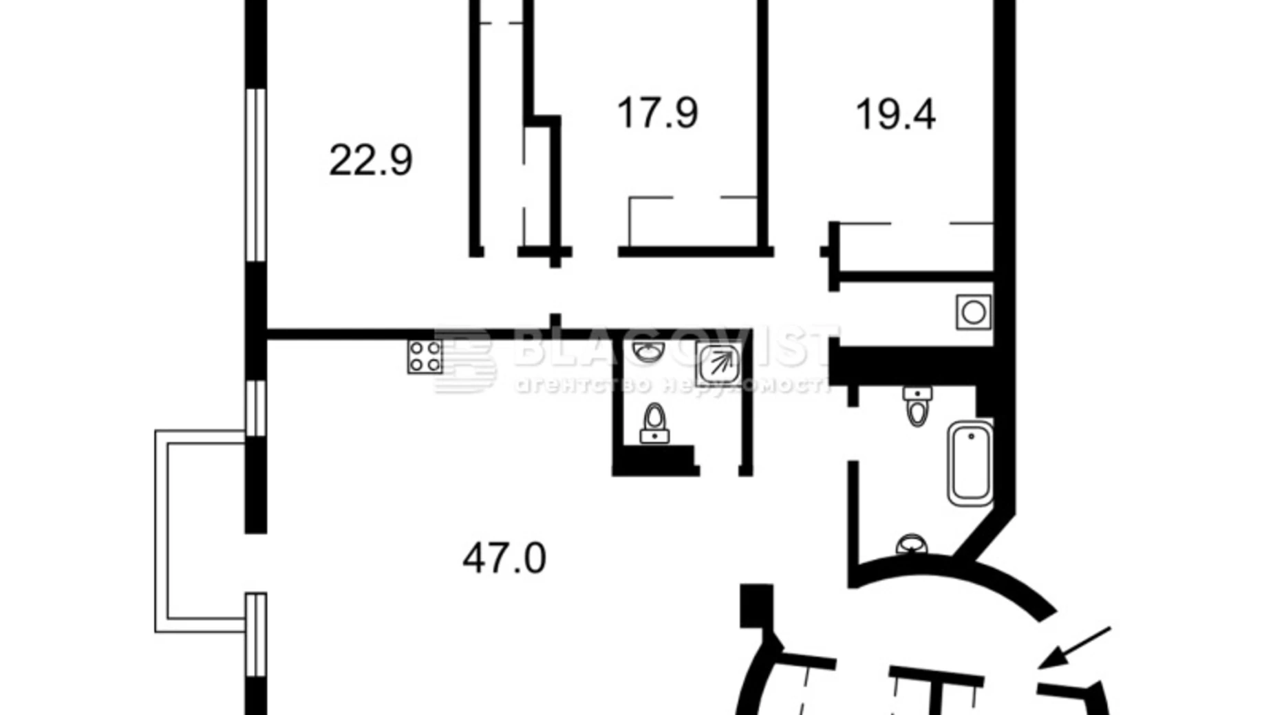 Продается 4-комнатная квартира 170 кв. м в Киеве, ул. Бульварно-Кудрявская, 21