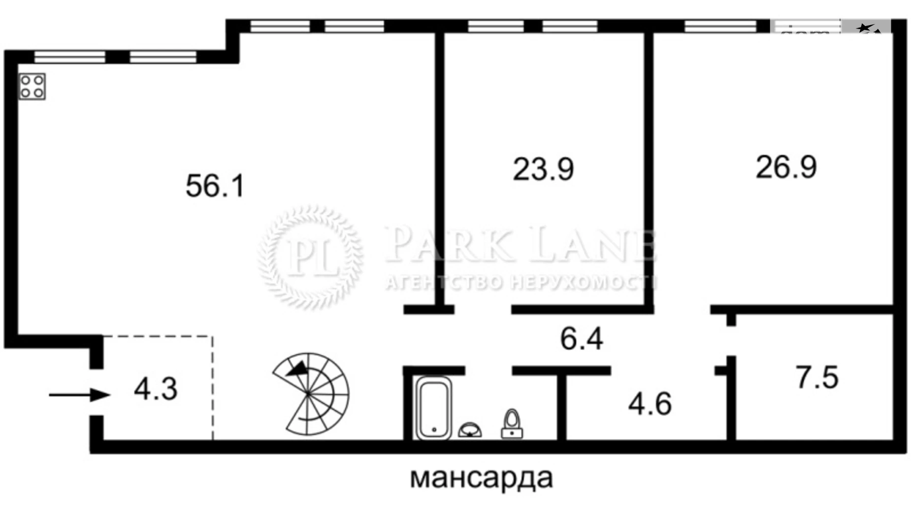 Продается 3-комнатная квартира 211.5 кв. м в Киеве, ул. Институтская, 13А