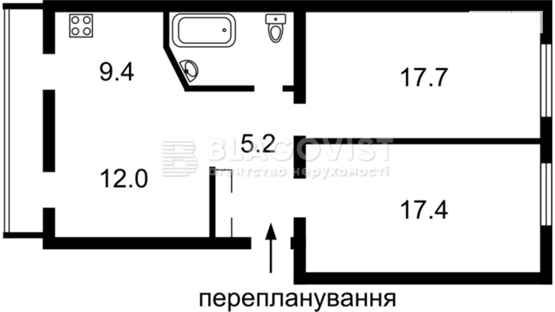 Продается 3-комнатная квартира 72 кв. м в Киеве, ул. Круглоуниверситетская, 17