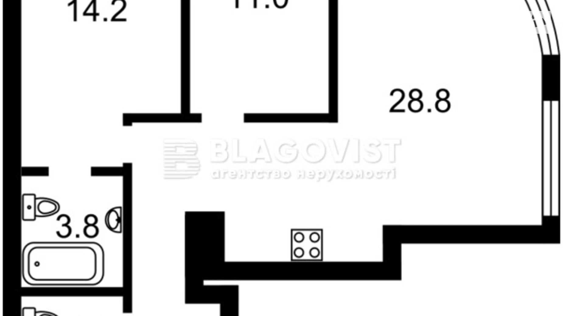 Продается 2-комнатная квартира 70.7 кв. м в Киеве, пер. Ужгородский, буд.№1/1