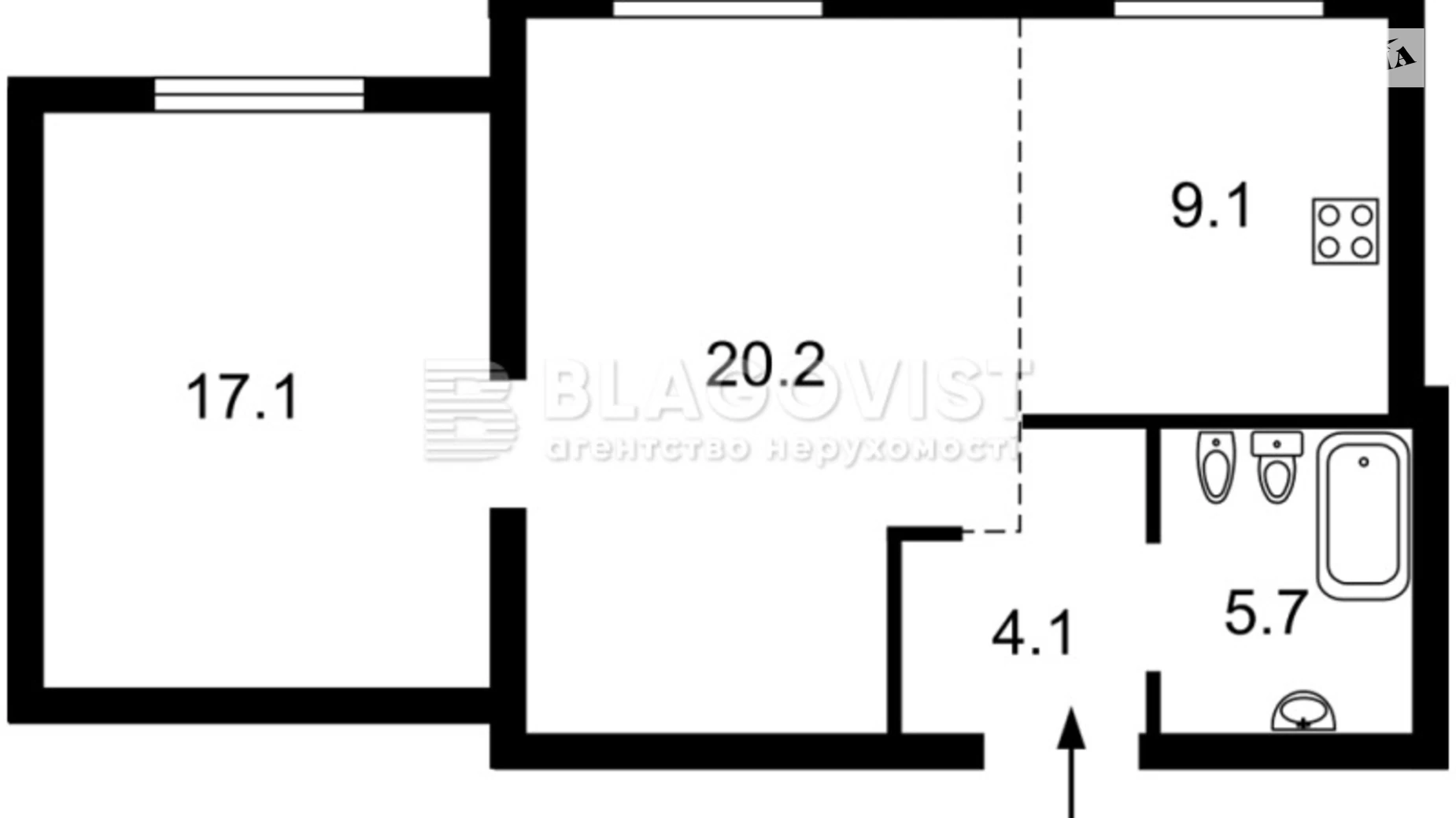 Продается 2-комнатная квартира 56.2 кв. м в Киеве, пер. Музейный