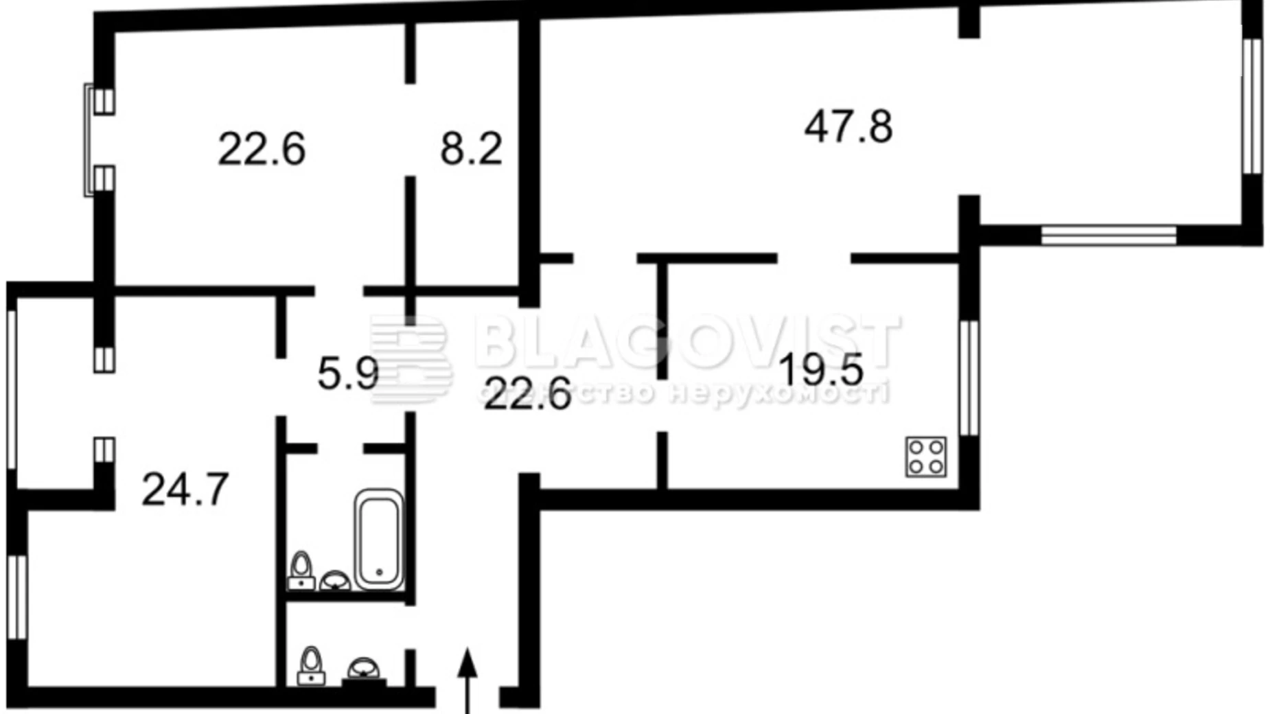 Продається 3-кімнатна квартира 161.8 кв. м у Києві, пров. Панаса Мирного, 10