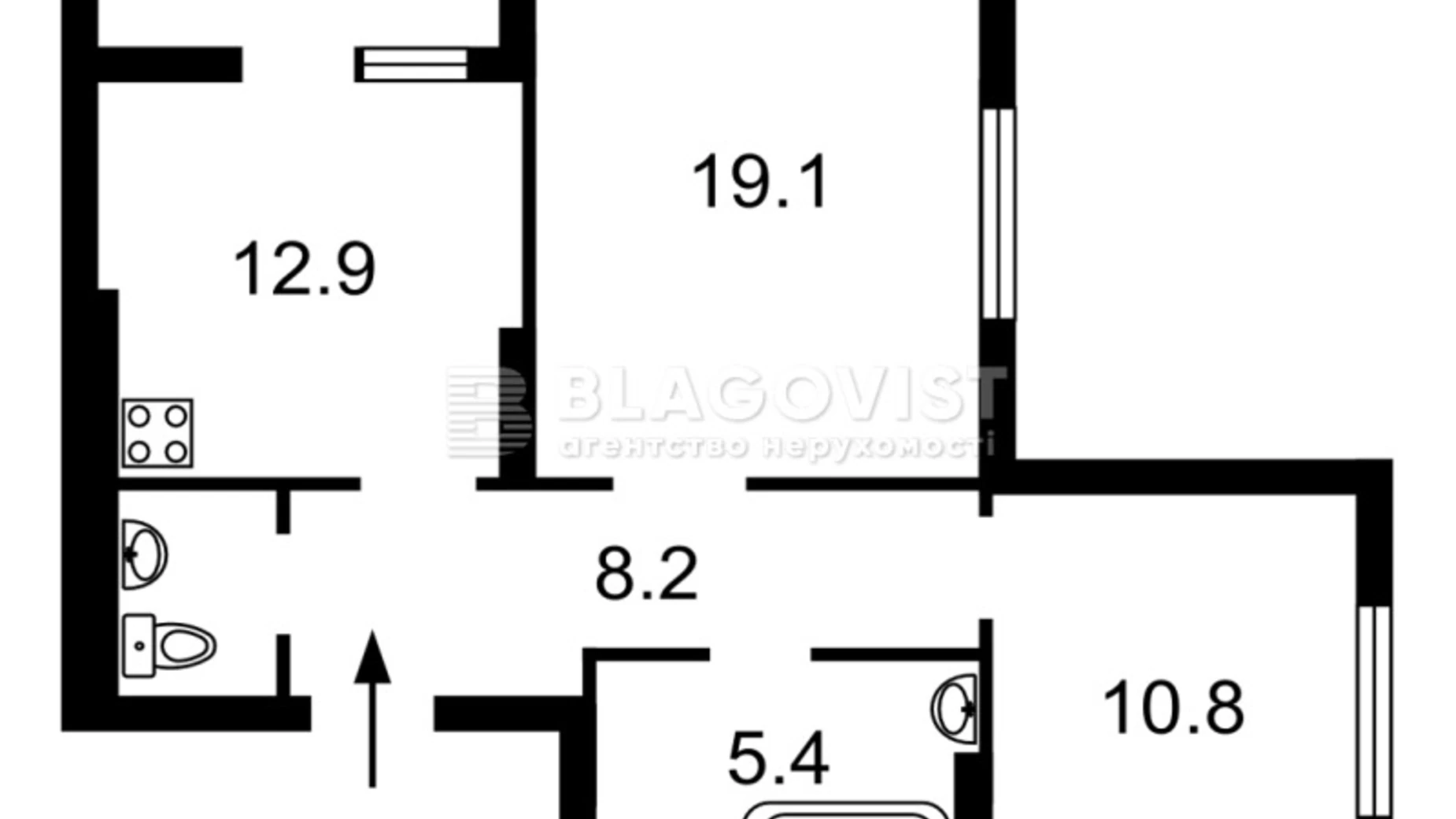 Продается 2-комнатная квартира 60.4 кв. м в Киеве, ул. Кадетский Гай, 10