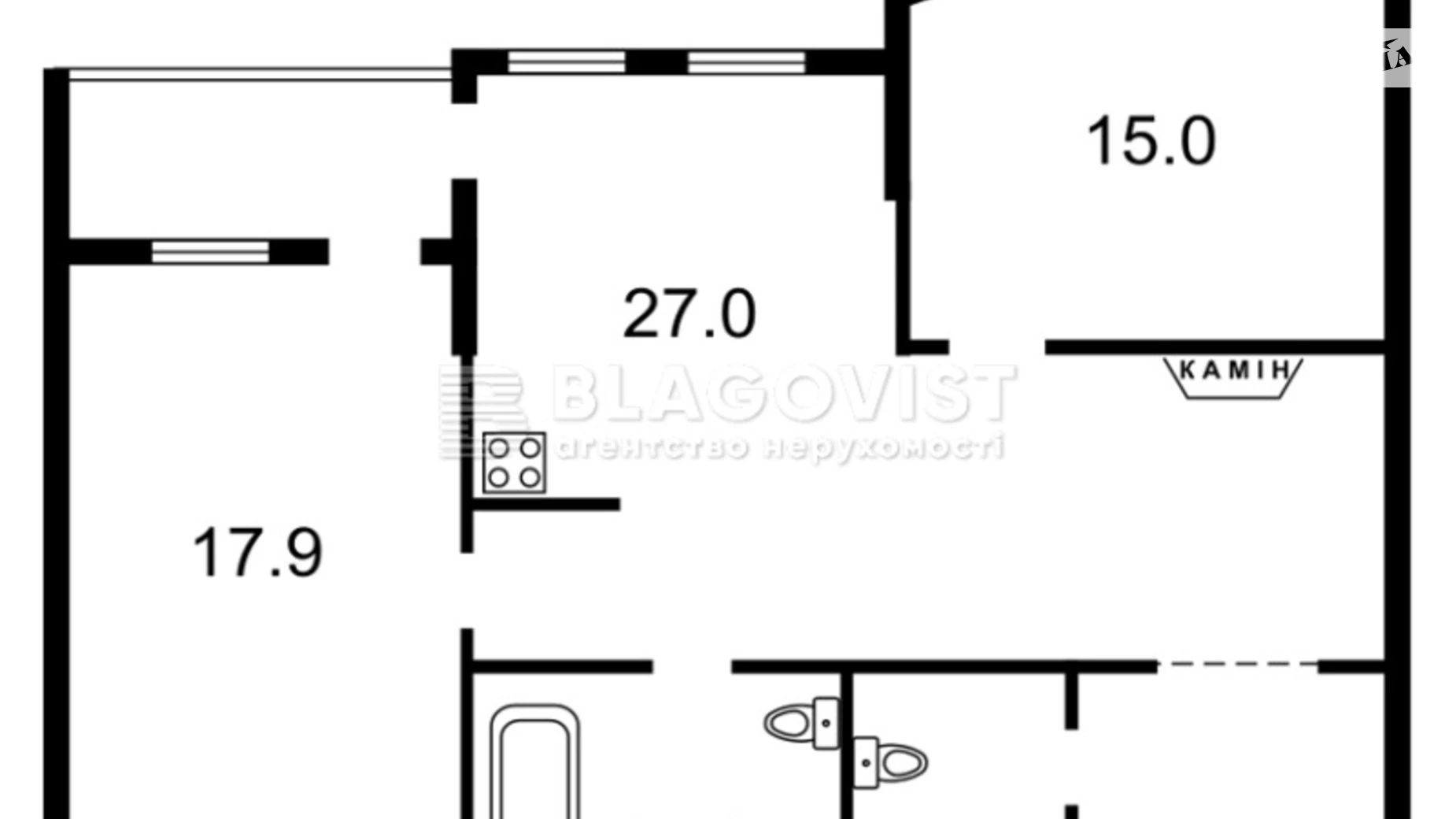 Продається 2-кімнатна квартира 76 кв. м у Києві, просп. Голосіївський(40-річчя Жовтня), 130/57